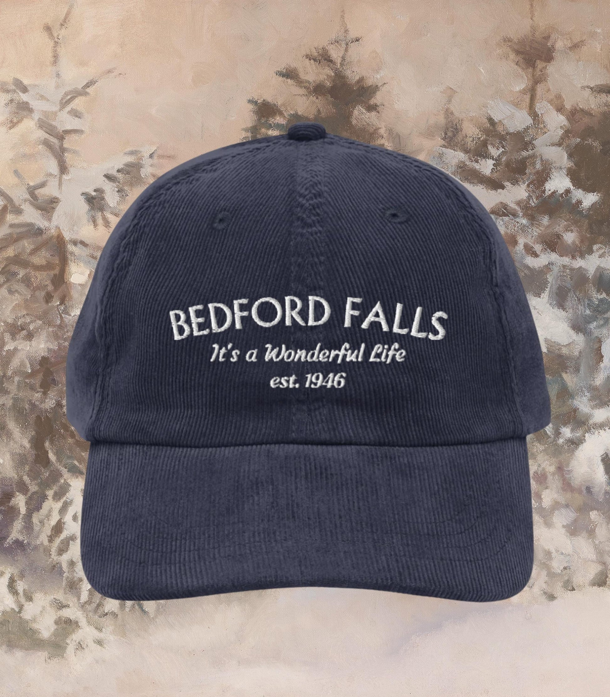 It's a Wonderful Life Classic Christmas Movie Lover Bedford Falls Corduroy Hat * George Bailey Quote You Want the Moon Lasso Holiday Party