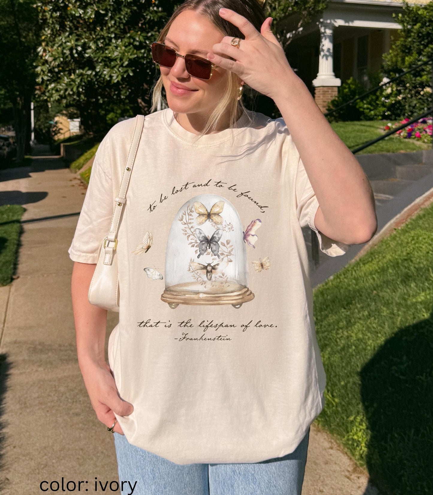 Frankenstein Mary Shelley Goth Bride Comfort Colors Tee Dark Academia Romance Butterfly Love Letter Horror Movie Film Bookish Christmas 2025
