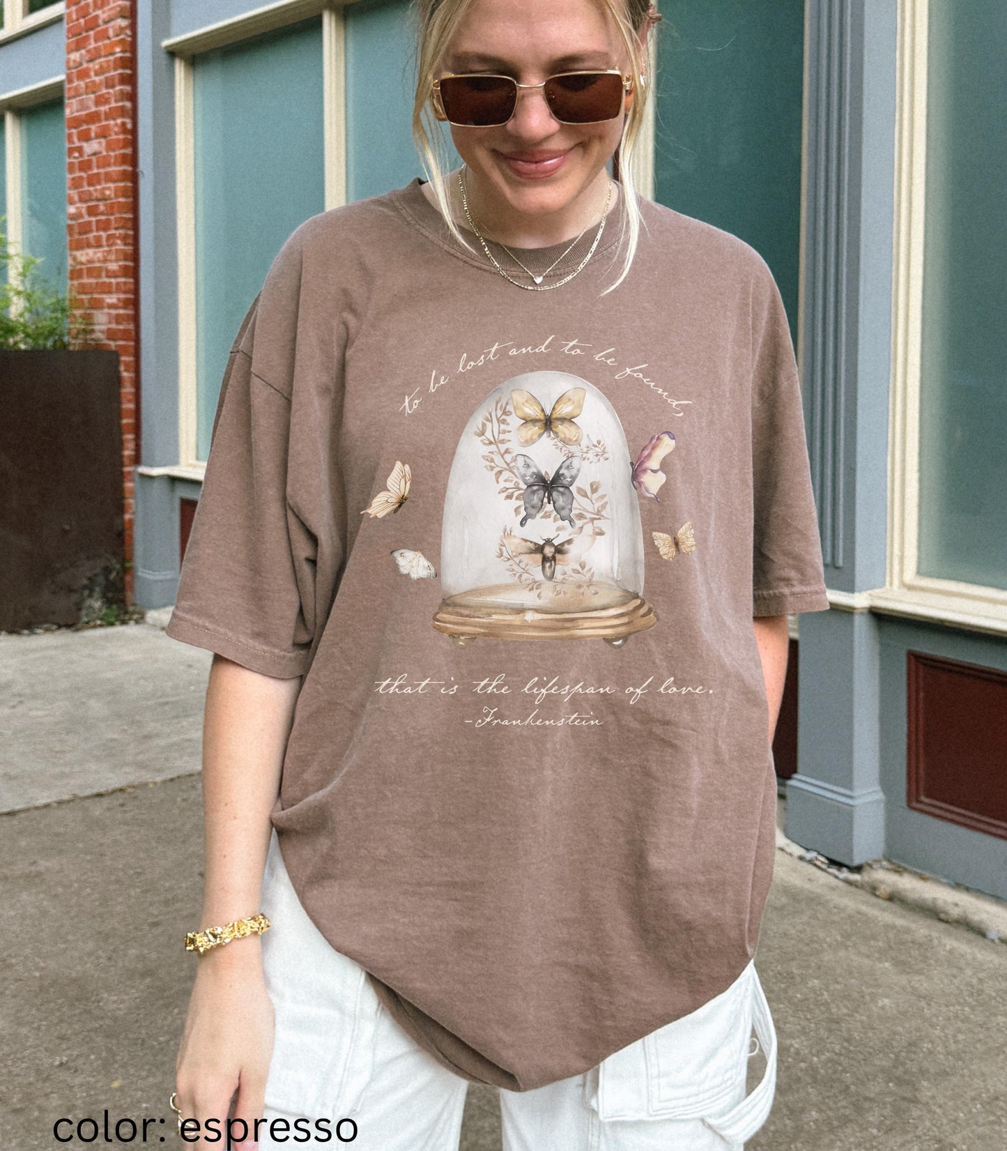 Frankenstein Mary Shelley Goth Bride Comfort Colors Tee Dark Academia Romance Butterfly Love Letter Horror Movie Film Bookish Christmas 2025