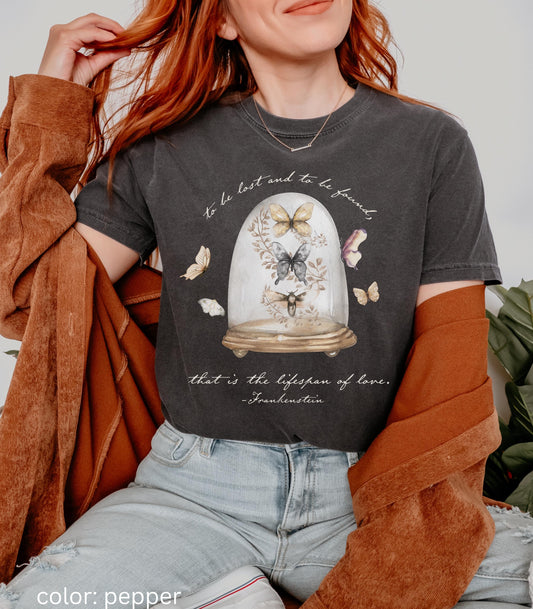 Frankenstein Mary Shelley Goth Bride Comfort Colors Tee Dark Academia Romance Butterfly Love Letter Horror Movie Film Bookish Christmas 2025