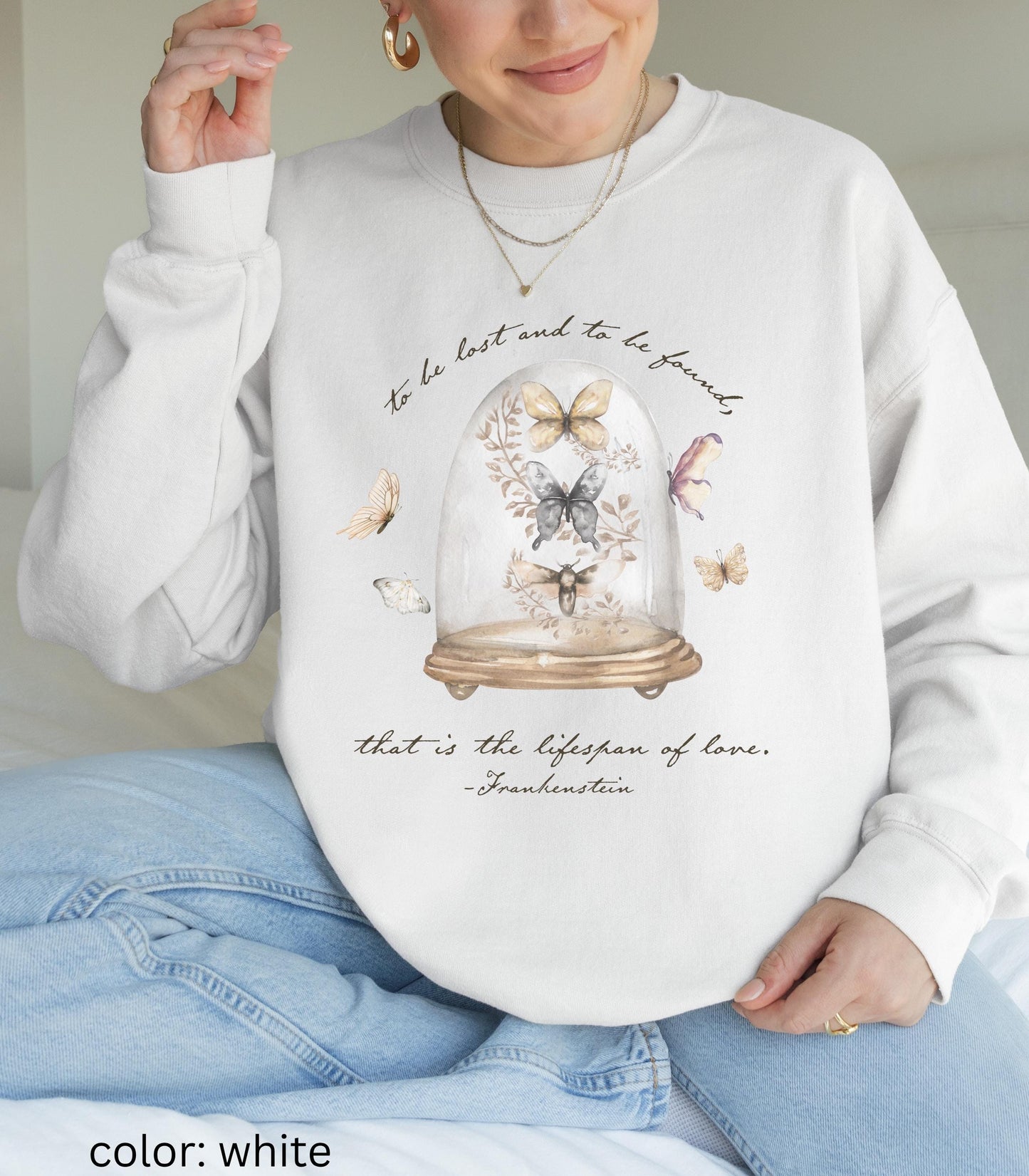 Frankenstein Mary Shelley Goth Bride Comfort Color Sweatshirt Dark Academia Romance Butterfly Love Quote Horror Movie Bookish Christmas 2025