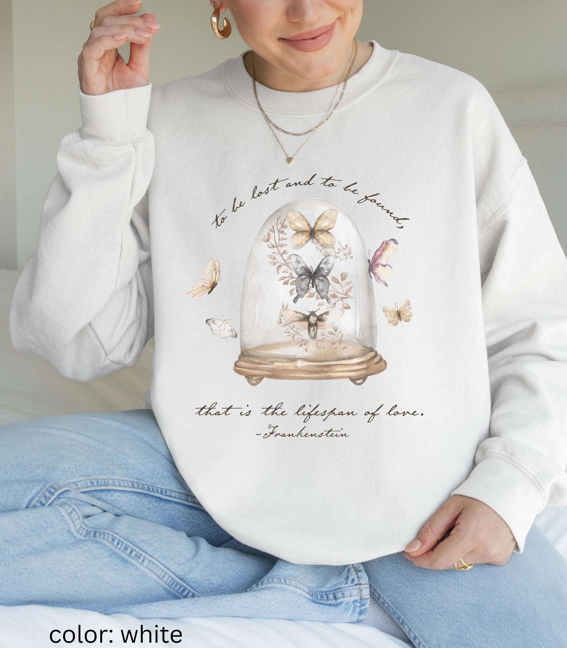Frankenstein Mary Shelley Goth Bride Comfort Color Sweatshirt Dark Academia Romance Butterfly Love Quote Horror Movie Bookish Christmas 2025
