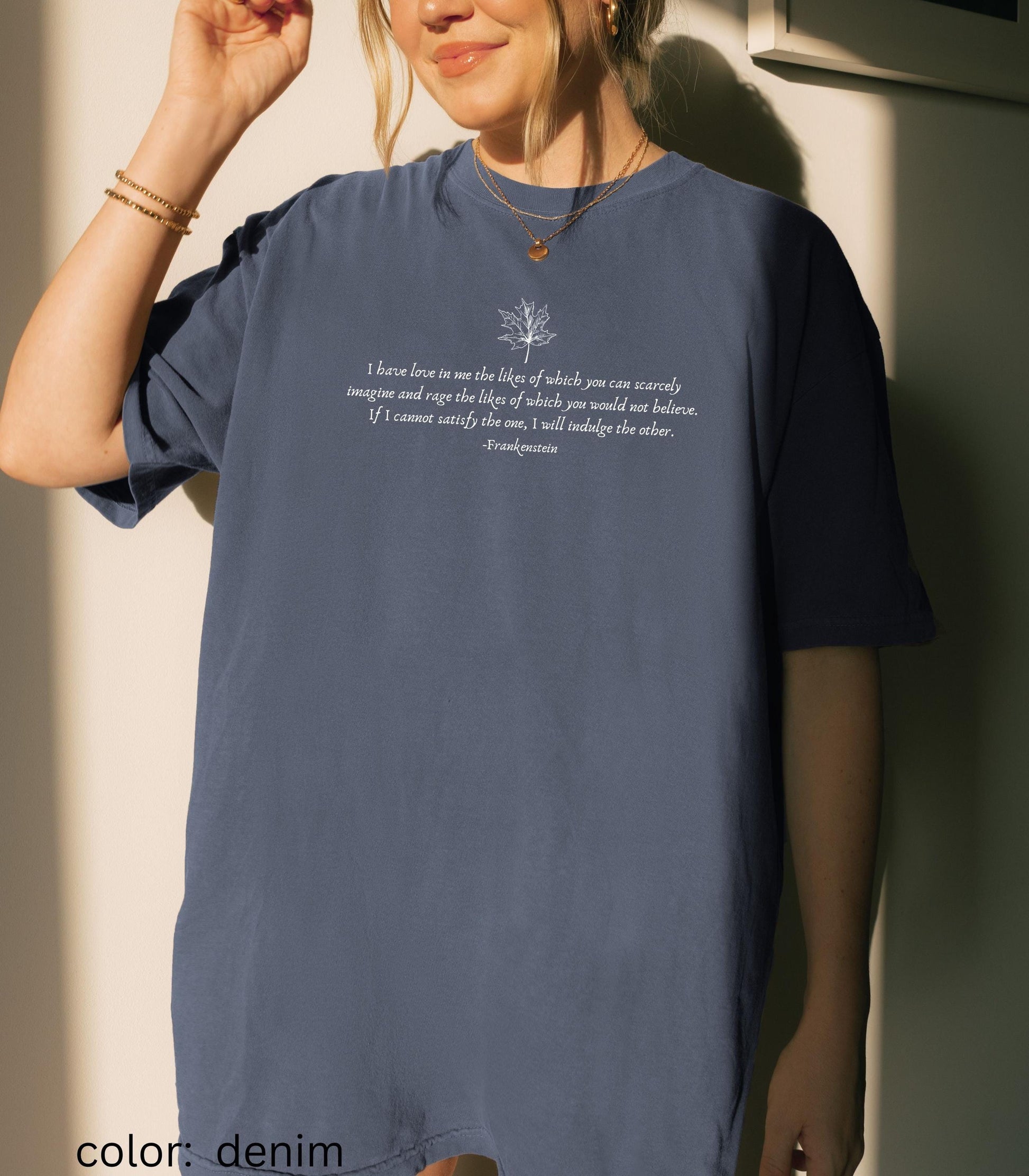 Frankenstein Mary Shelley Quote Tee * Goth Bride Maple Leaf Dark Academia Romance Cult Classic Horror Movie Film Bookish Christmas 2025 Gift