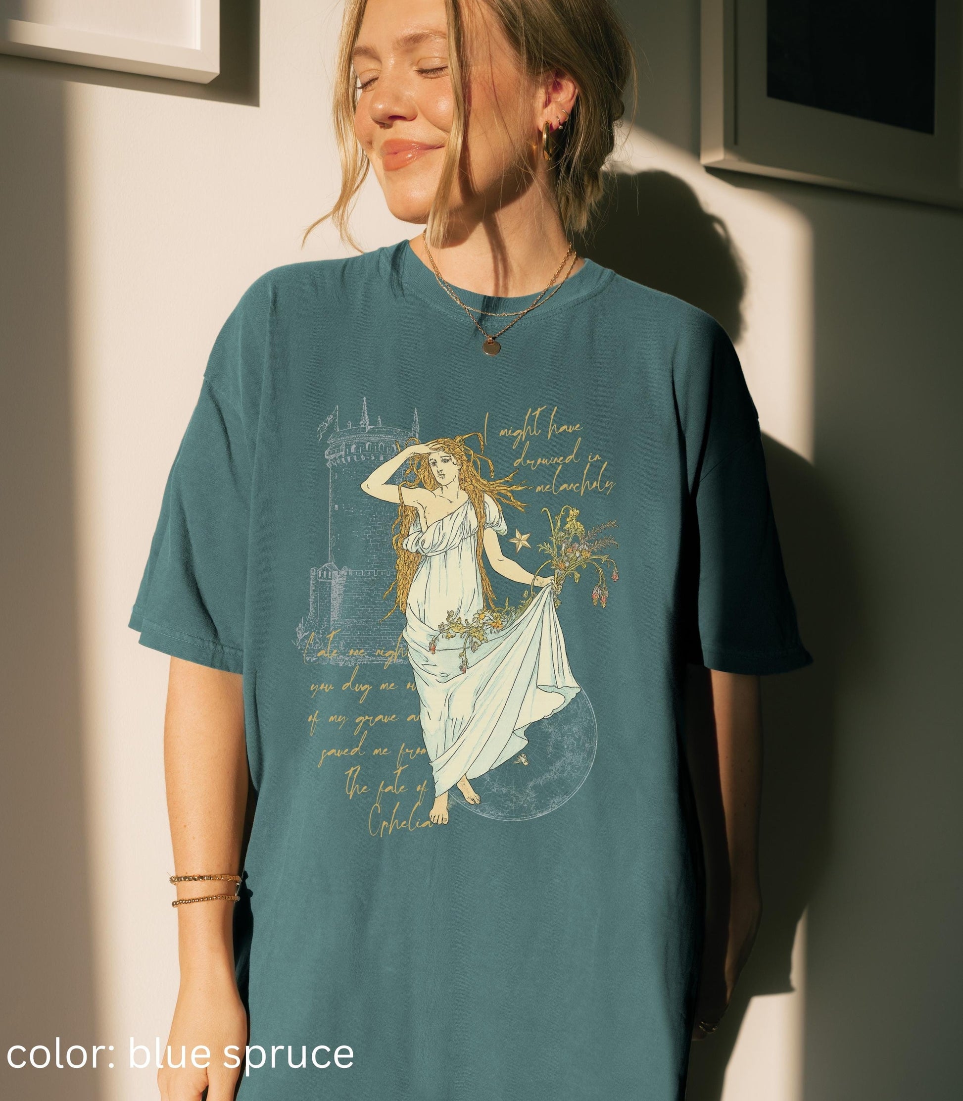 Shakespeare Fate of Ophelia Comfort Colors Tee * Vintage Hamlet Showgirl Era Pearls Music Lyric Concert Album 12 Release Eldest Daughter