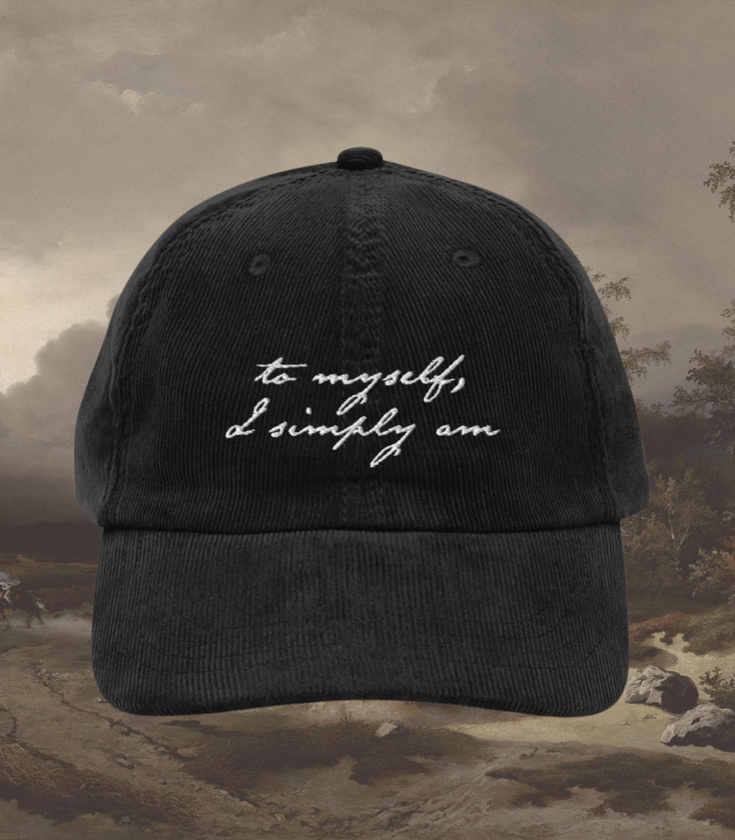 Mary Shelley's Frankenstein Quote Cult Horror Movie Film Corduroy Embroidered Hat * Dark Romance Bookish Gothic Merch Gift 2025 I simply am