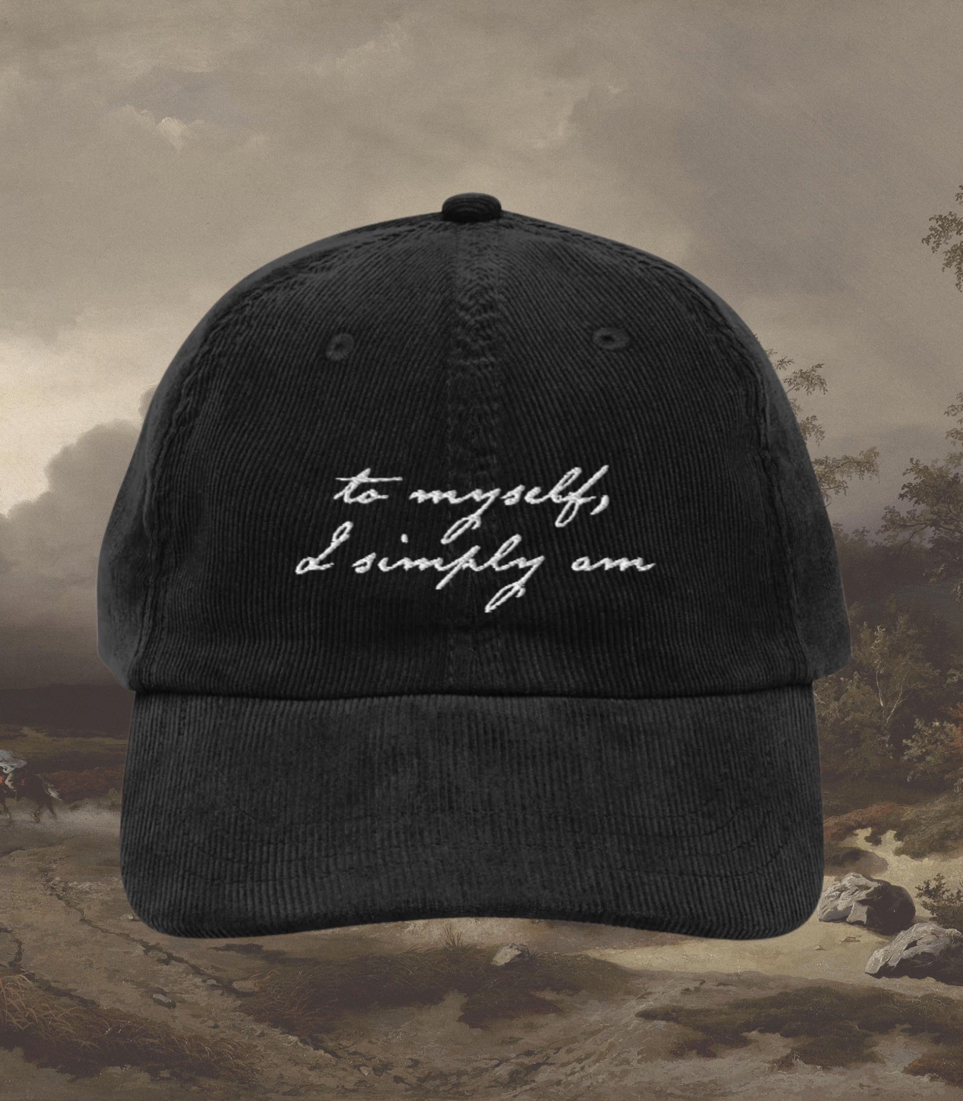 Mary Shelley's Frankenstein Quote Cult Horror Movie Film Corduroy Embroidered Hat * Dark Romance Bookish Gothic Merch Gift 2025 I simply am