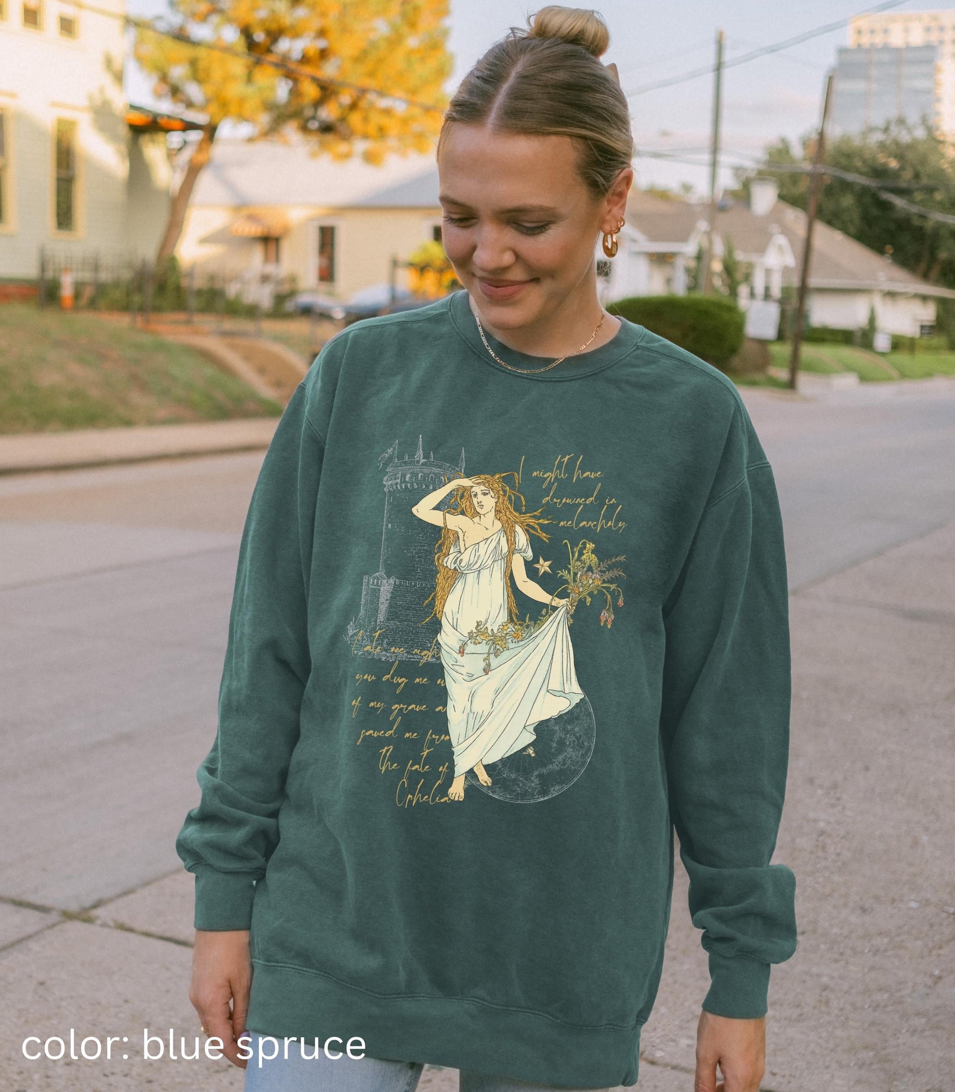 Shakespeare Fate of Ophelia Comfort Colors Sweatshirt Vintage Hamlet Showgirl Era Pearls Music Lyric Concert Album Release Eldest Daughter