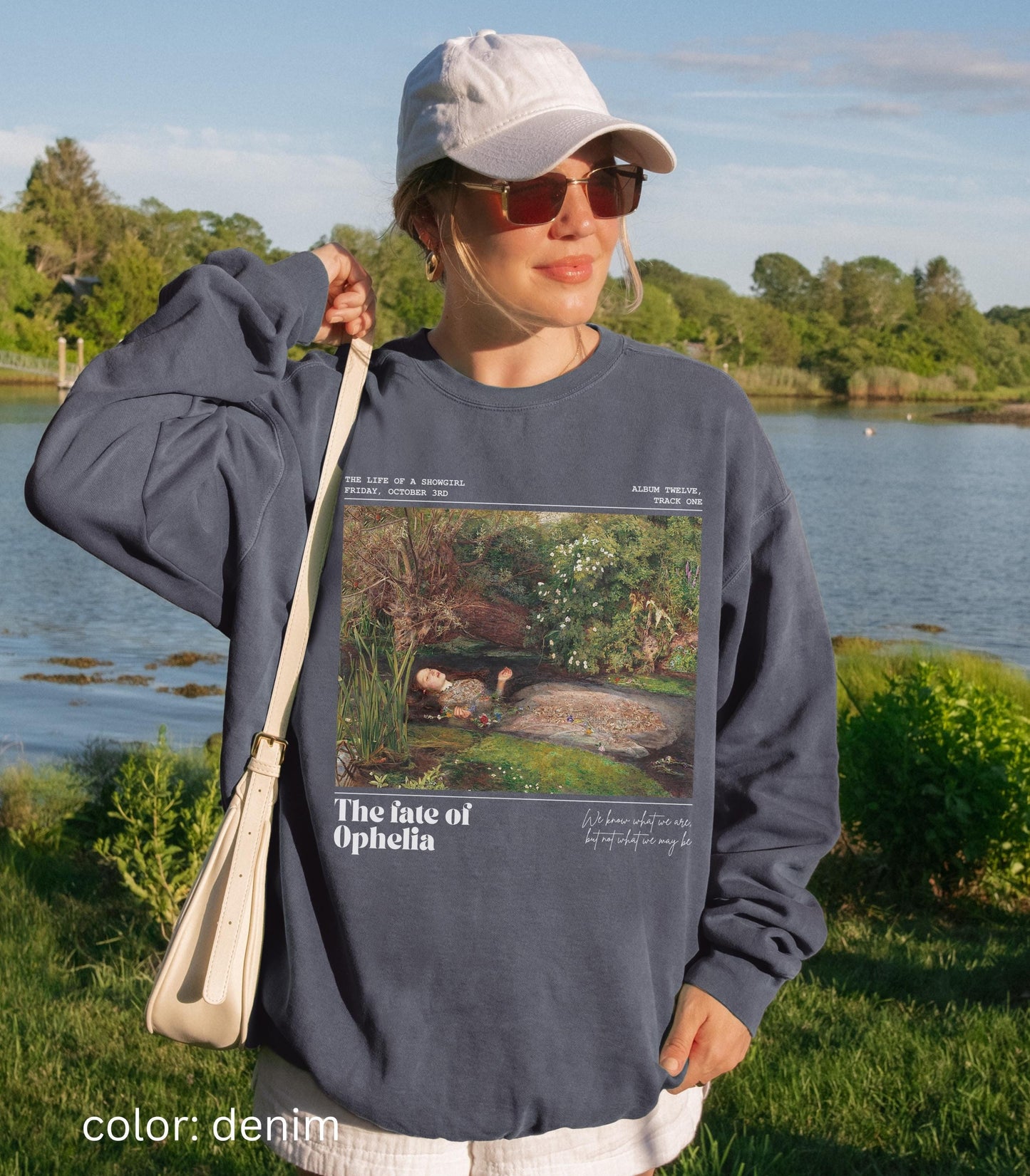 Fate of Ophelia Comfort Colors Sweatshirt TS Showgirl Era Pearls Concert Lyric Music Album Release Millais Hamlet Shakespeare Secret Santa