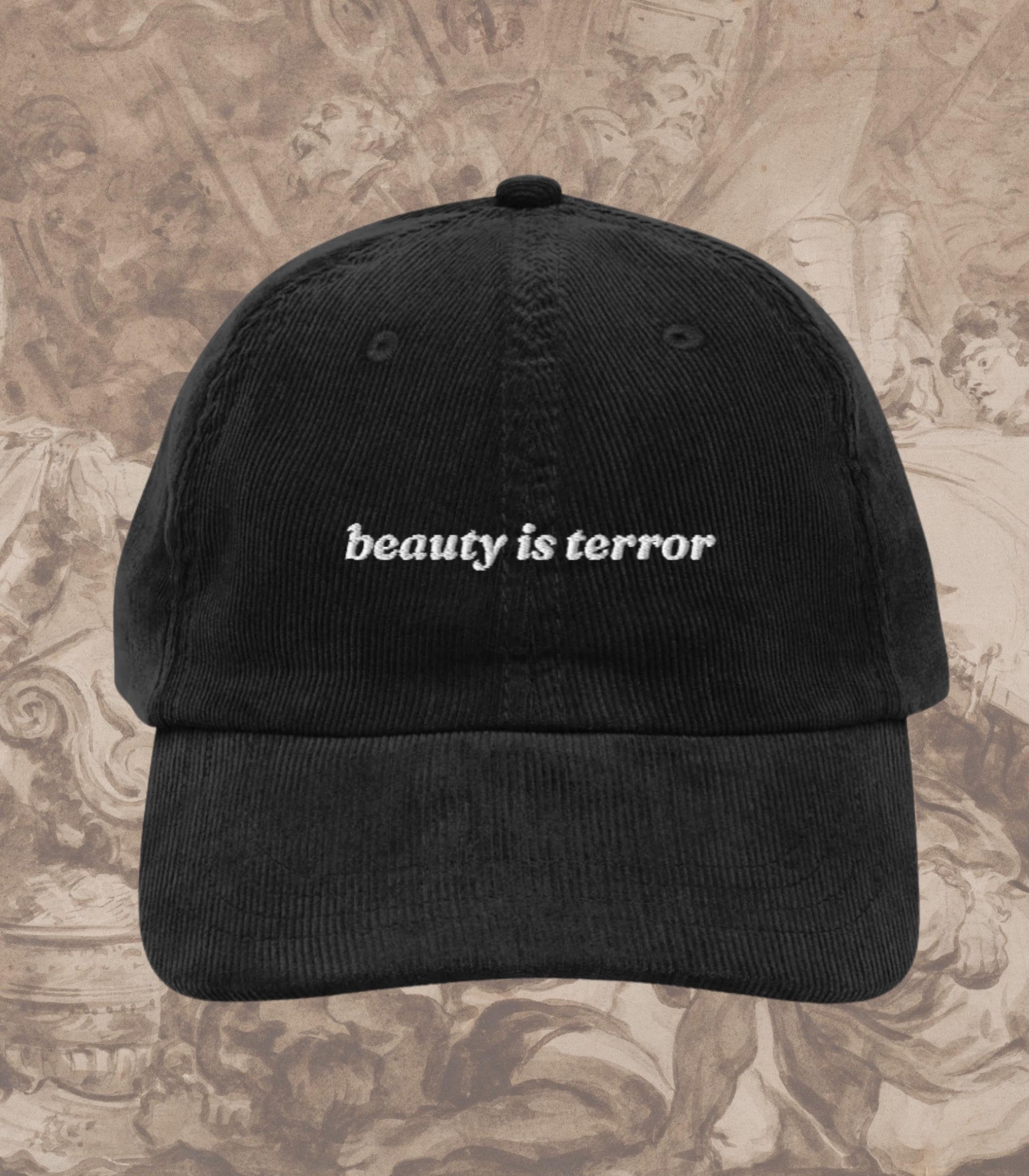 The Secret History Beauty is Terror Classics Embroidered Corduroy Hat * Dark Academia Aesthetic Subtle Bookish Gift Greek Hampden College