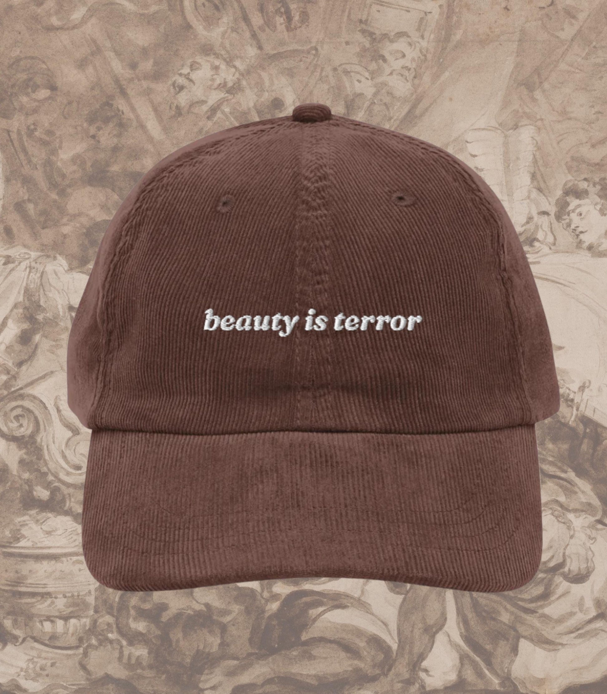 The Secret History Beauty is Terror Classics Embroidered Corduroy Hat * Dark Academia Aesthetic Subtle Bookish Gift Greek Hampden College