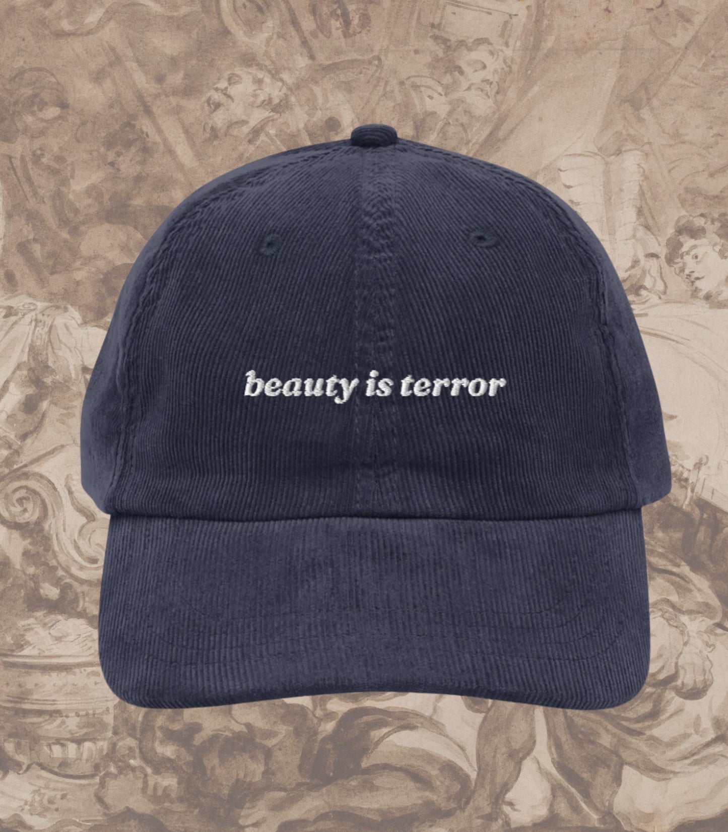 The Secret History Beauty is Terror Classics Embroidered Corduroy Hat * Dark Academia Aesthetic Subtle Bookish Gift Greek Hampden College