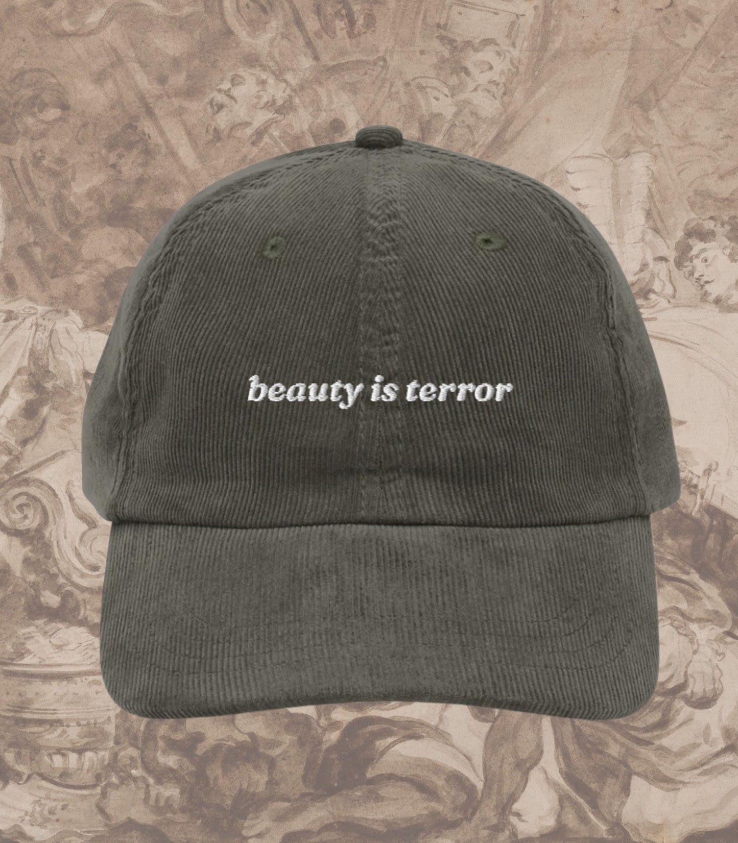 The Secret History Beauty is Terror Classics Embroidered Corduroy Hat * Dark Academia Aesthetic Subtle Bookish Gift Greek Hampden College