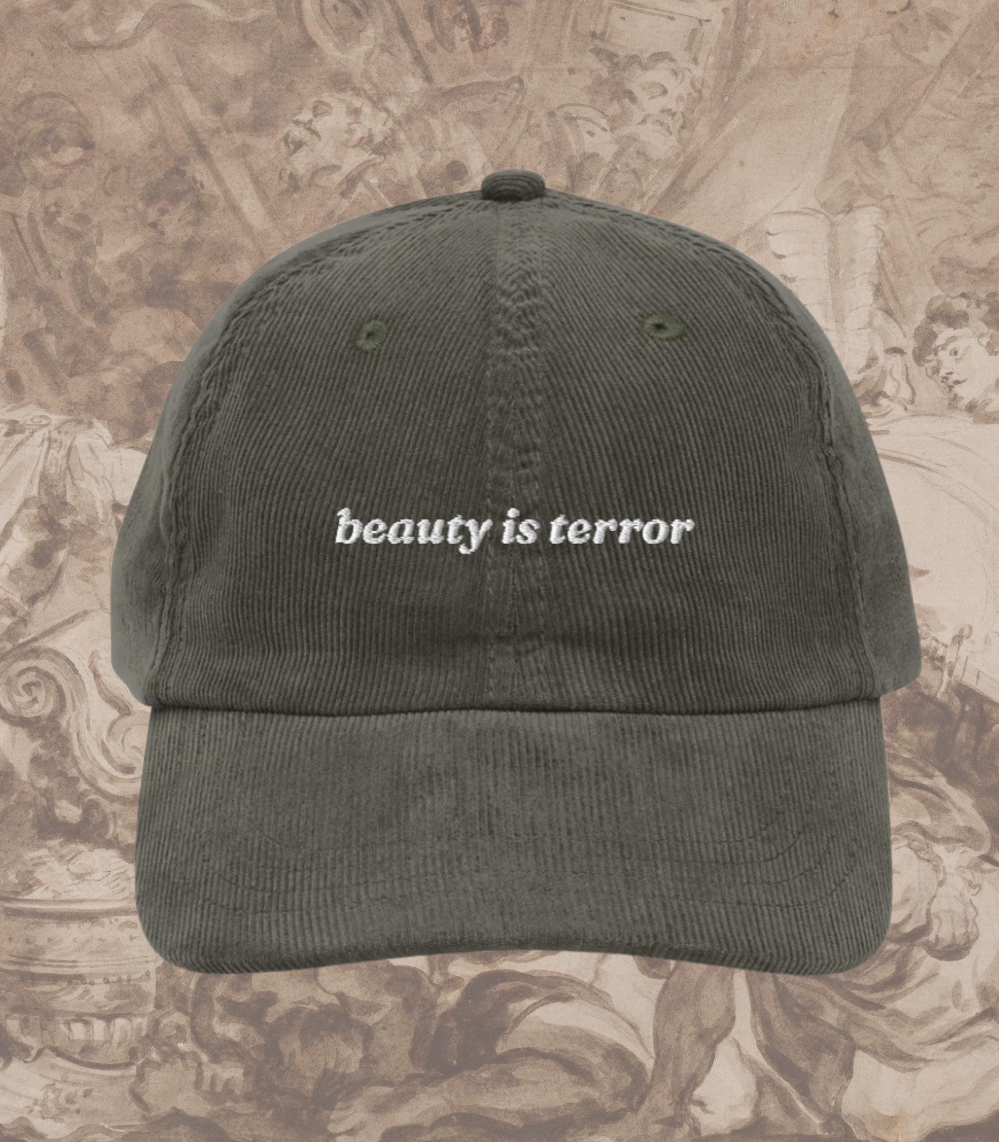 The Secret History Beauty is Terror Classics Embroidered Corduroy Hat * Dark Academia Aesthetic Subtle Bookish Gift Greek Hampden College