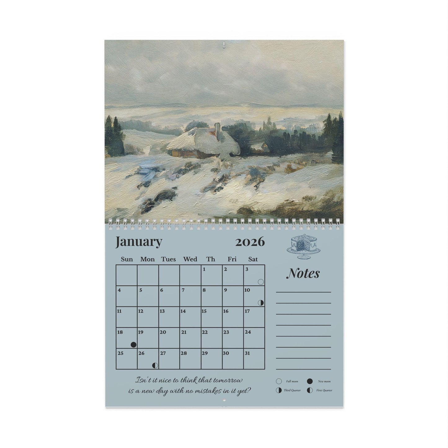 Anne of Green Gables 2026 Wall Calendar Vintage Cottagecore Literary Book Lover Gift Home Office Decor Avonlea Anne with an E Kindred Spirit