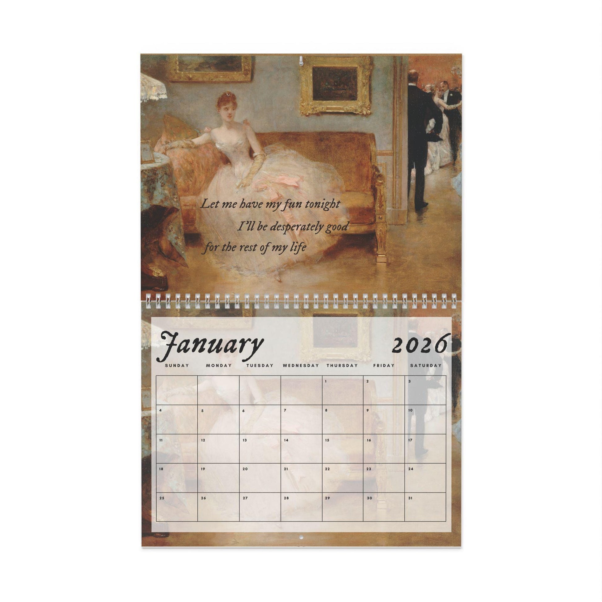 Little Women 2026 Wall Calendar * Vintage Cottagecore Literary Book Lover Gift Home Office Decor March Sisters It's no use Jo Meg Beth Amy