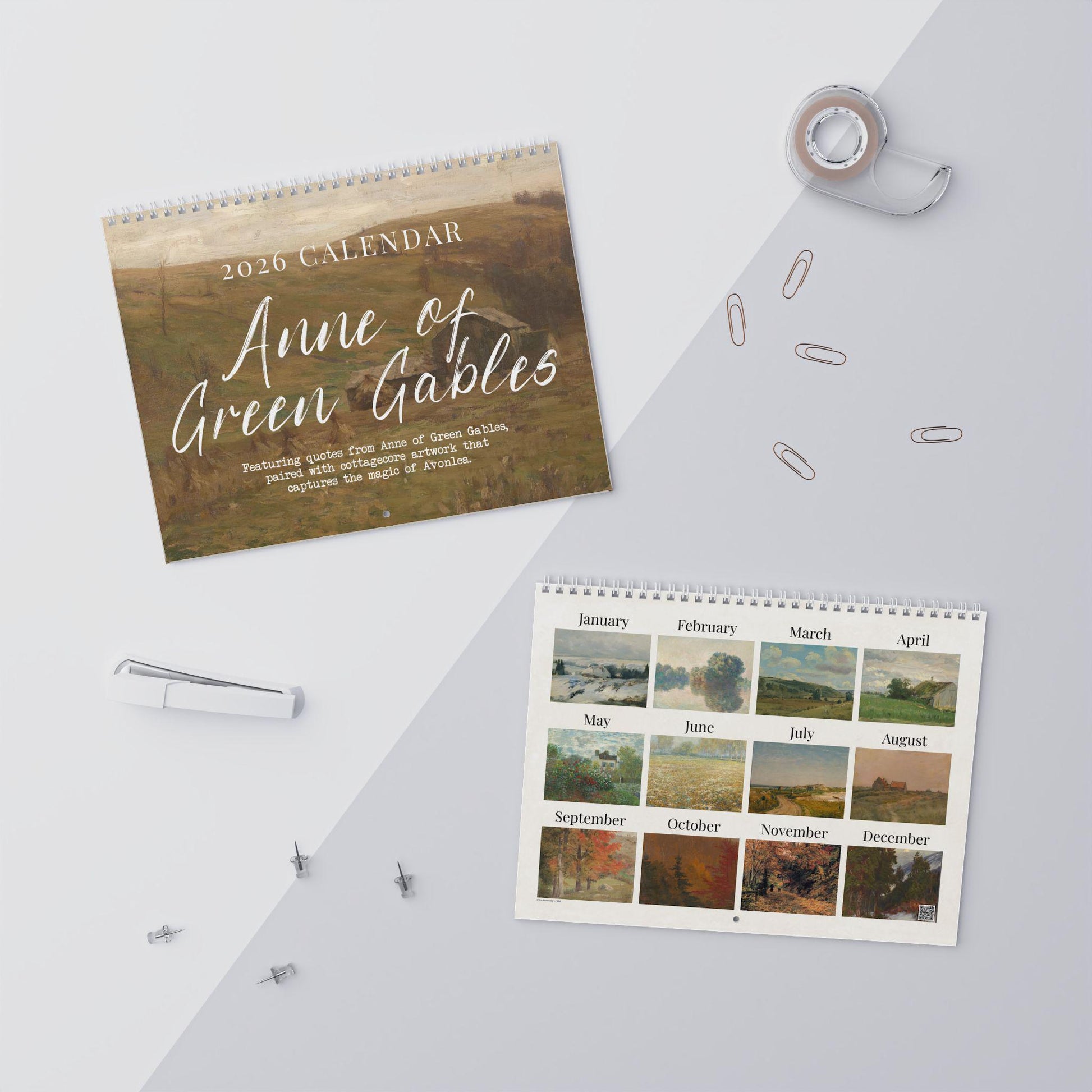 Anne of Green Gables 2026 Wall Calendar Vintage Cottagecore Literary Book Lover Gift Home Office Decor Avonlea Anne with an E Kindred Spirit