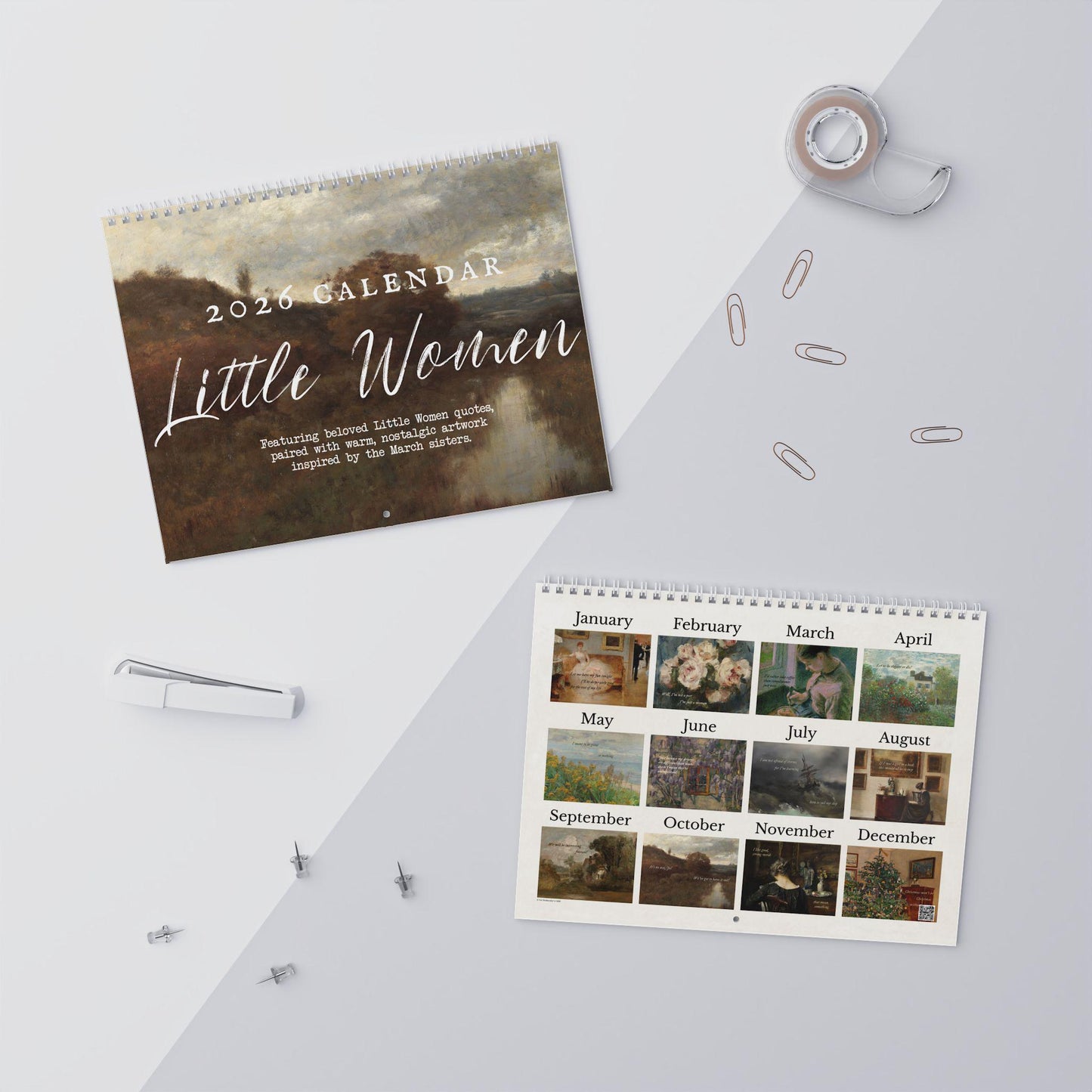 Little Women 2026 Wall Calendar * Vintage Cottagecore Literary Book Lover Gift Home Office Decor March Sisters It's no use Jo Meg Beth Amy