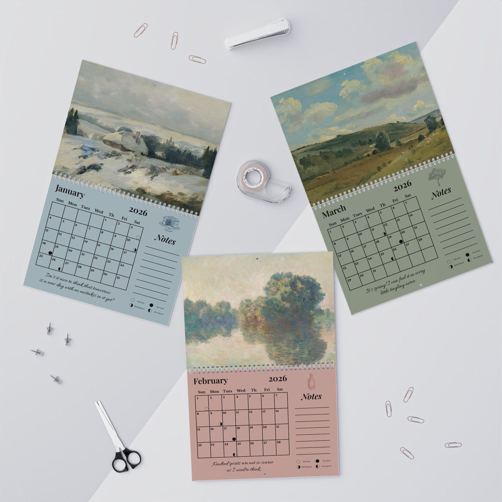 Anne of Green Gables 2026 Wall Calendar Vintage Cottagecore Literary Book Lover Gift Home Office Decor Avonlea Anne with an E Kindred Spirit