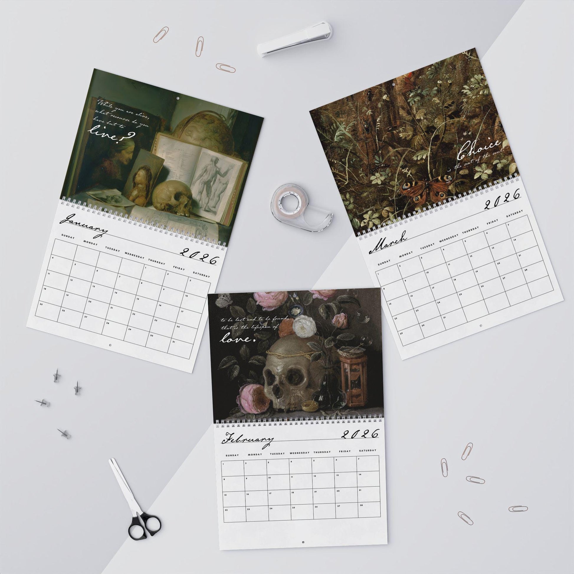 Frankenstein Mary Shelley Dark Academia 2026 Wall Calendar Home Office Decor Book Lover Gift Goth Bride Horror Movie Bookish Christmas 2025