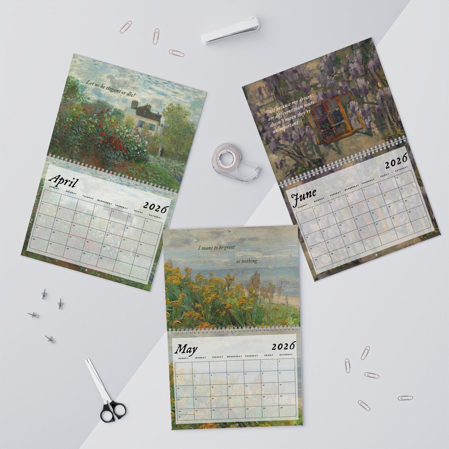 Little Women 2026 Wall Calendar * Vintage Cottagecore Literary Book Lover Gift Home Office Decor March Sisters It's no use Jo Meg Beth Amy