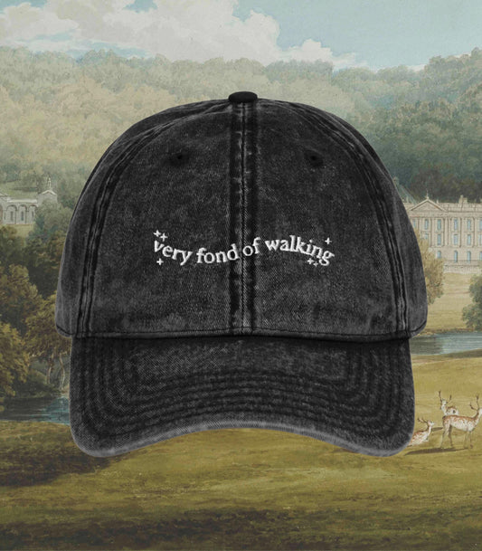 Very Fond of Walking Vintage Pride & Prejudice Embroidered Dad Hat