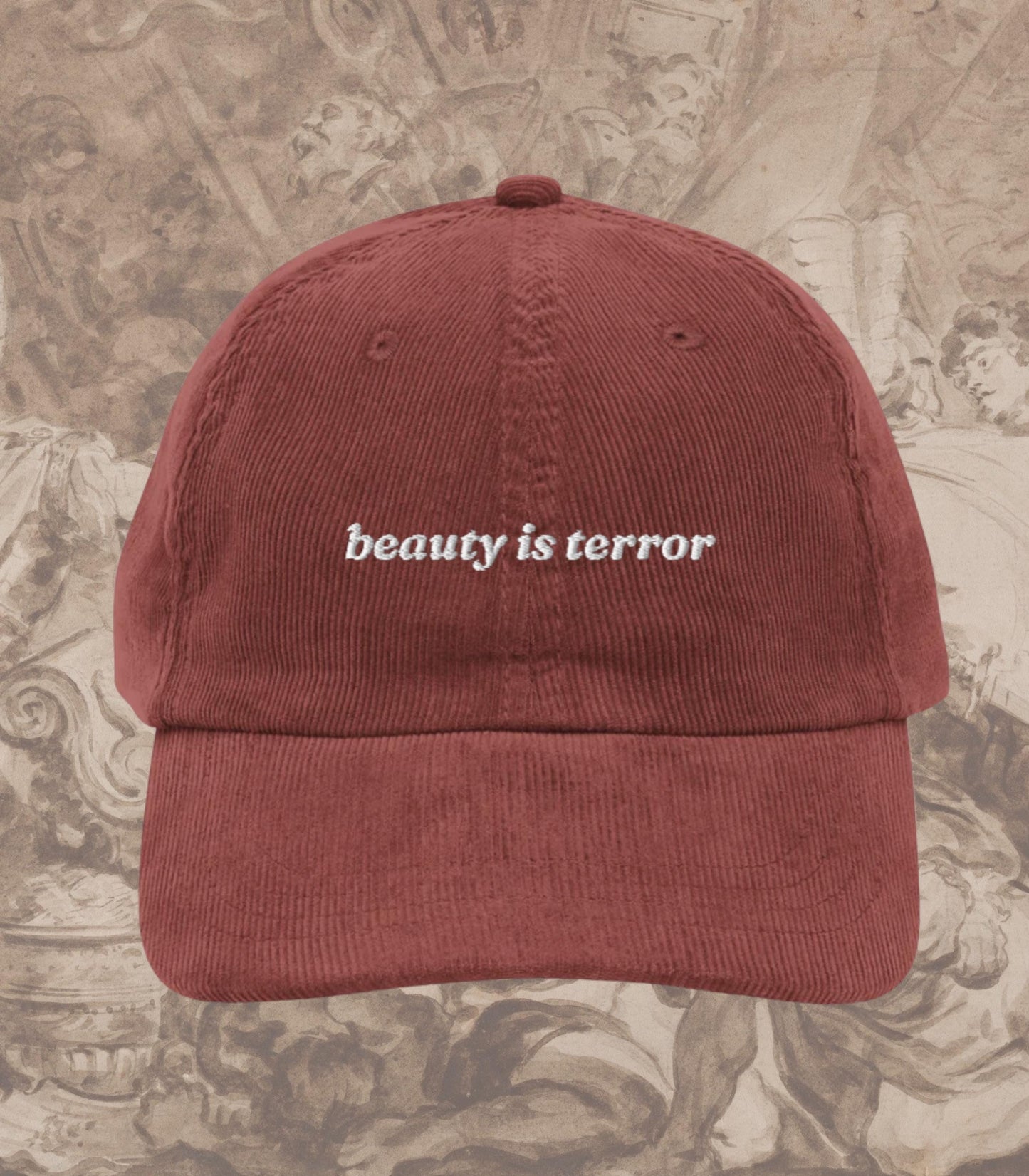 The Secret History Beauty is Terror Classics Embroidered Corduroy Hat * Dark Academia Aesthetic Subtle Bookish Gift Greek Hampden College