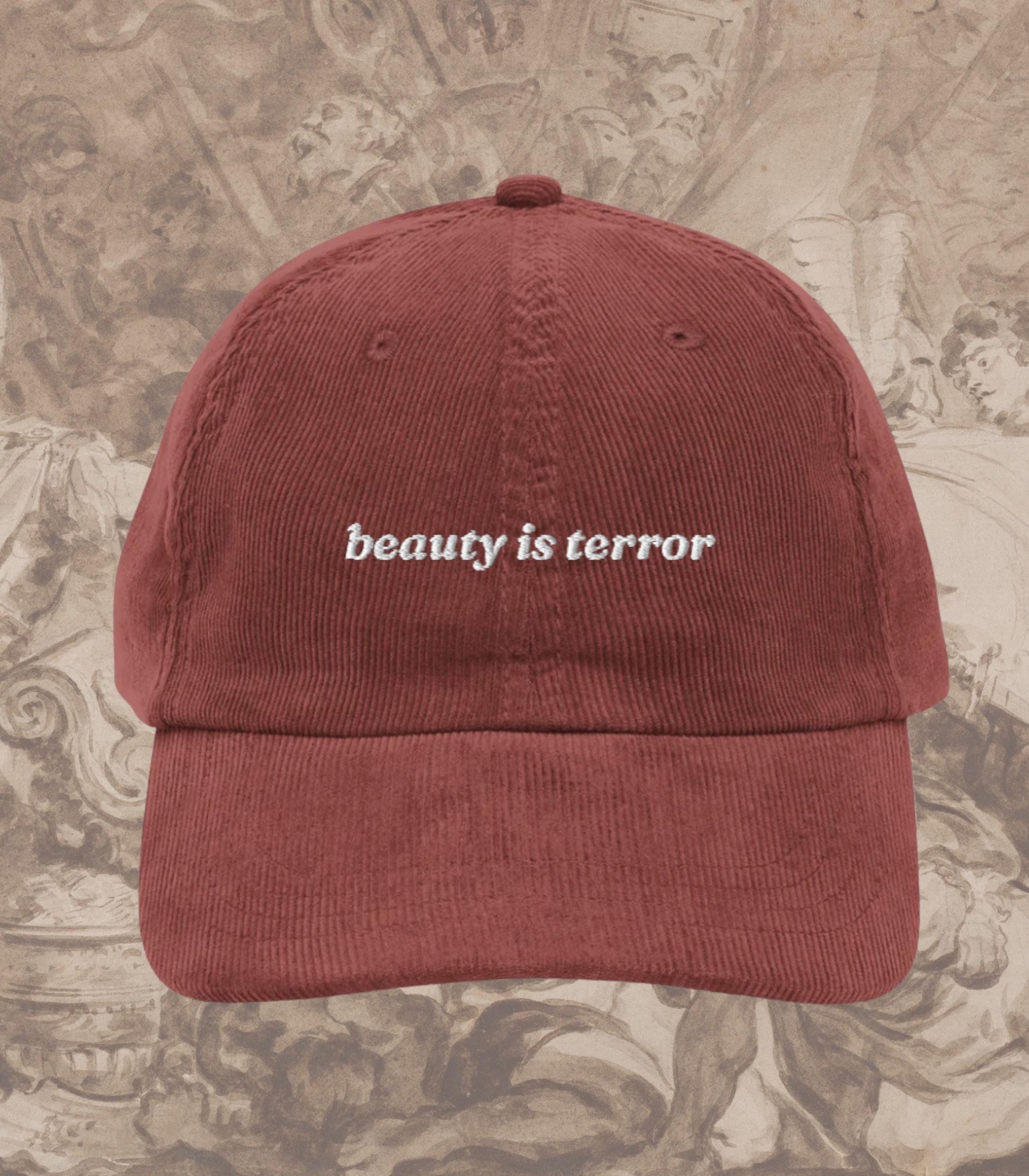 The Secret History Beauty is Terror Classics Embroidered Corduroy Hat * Dark Academia Aesthetic Subtle Bookish Gift Greek Hampden College