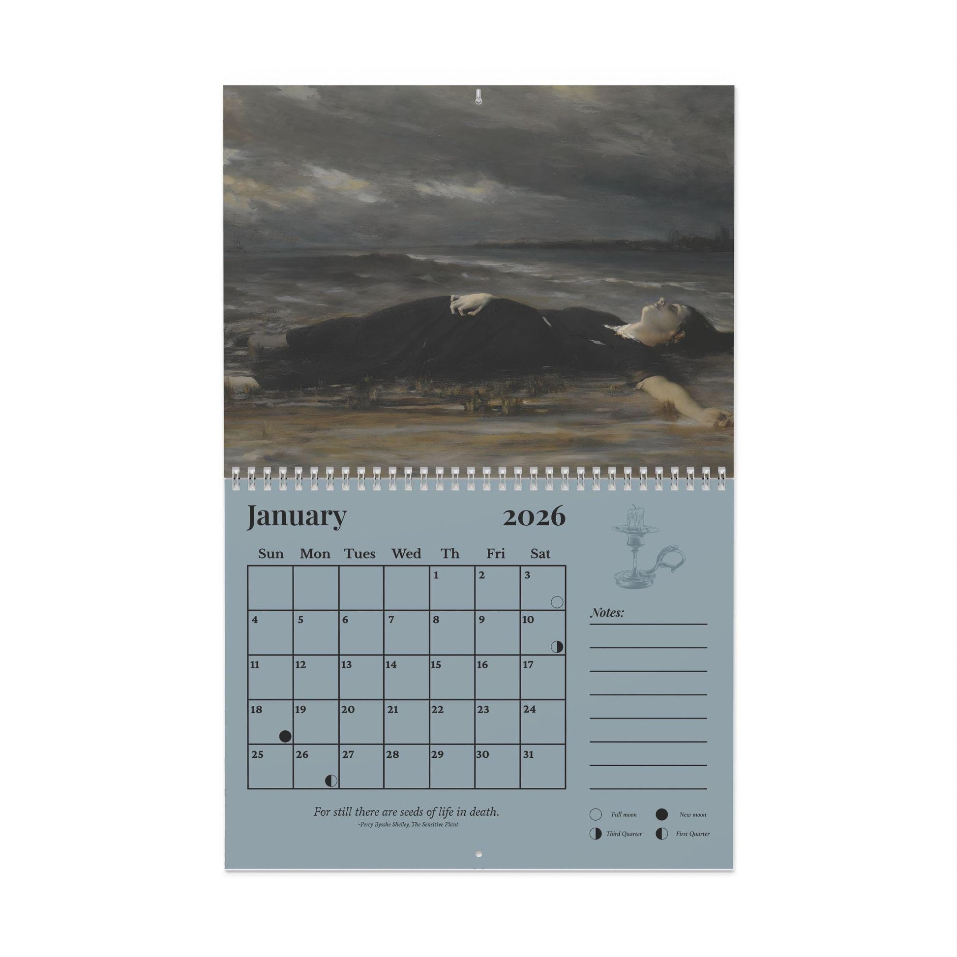 Dark Academia 2026 Wall Calendar * Home Office Decor Student Planner * Gothic Moody Vintage Paintings Aesthetic Book Lover Secret Santa Gift