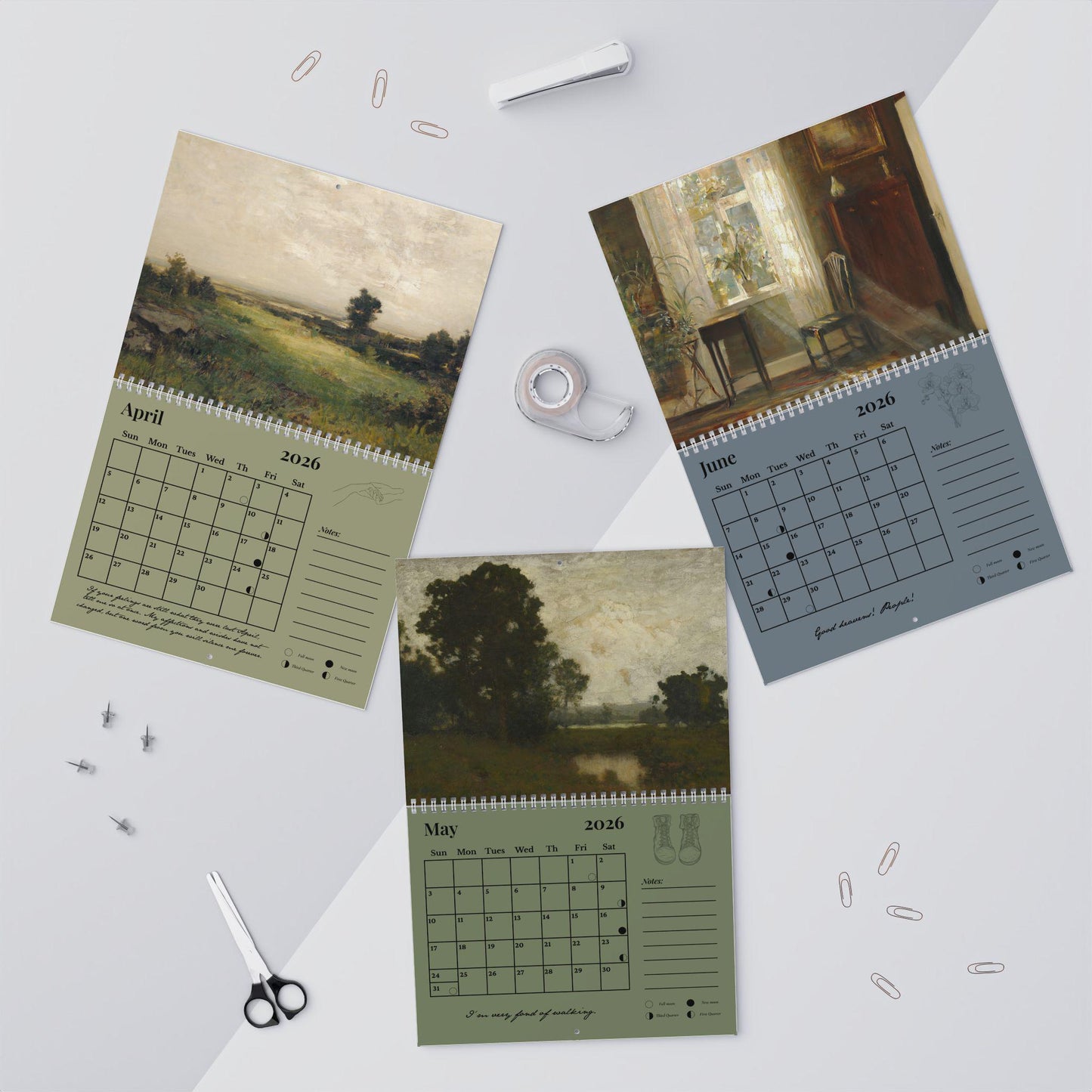 Pride & Prejudice 2026 Wall Calendar Book Lover Gift Home Office Decor Jane Austen Quote Bookish Merch Mr Darcy Pemberley Fond of Walking