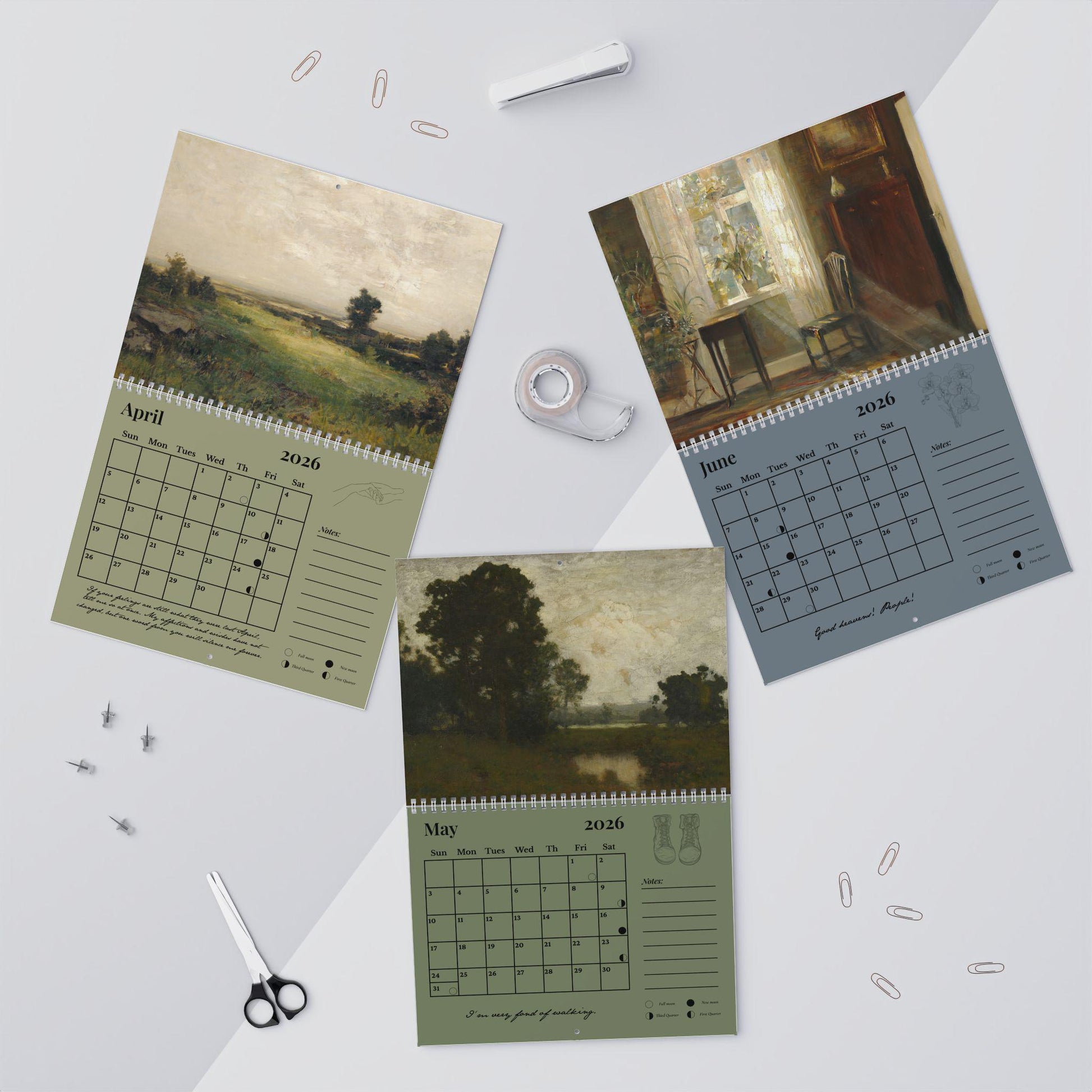 Pride & Prejudice 2026 Wall Calendar Book Lover Gift Home Office Decor Jane Austen Quote Bookish Merch Mr Darcy Pemberley Fond of Walking