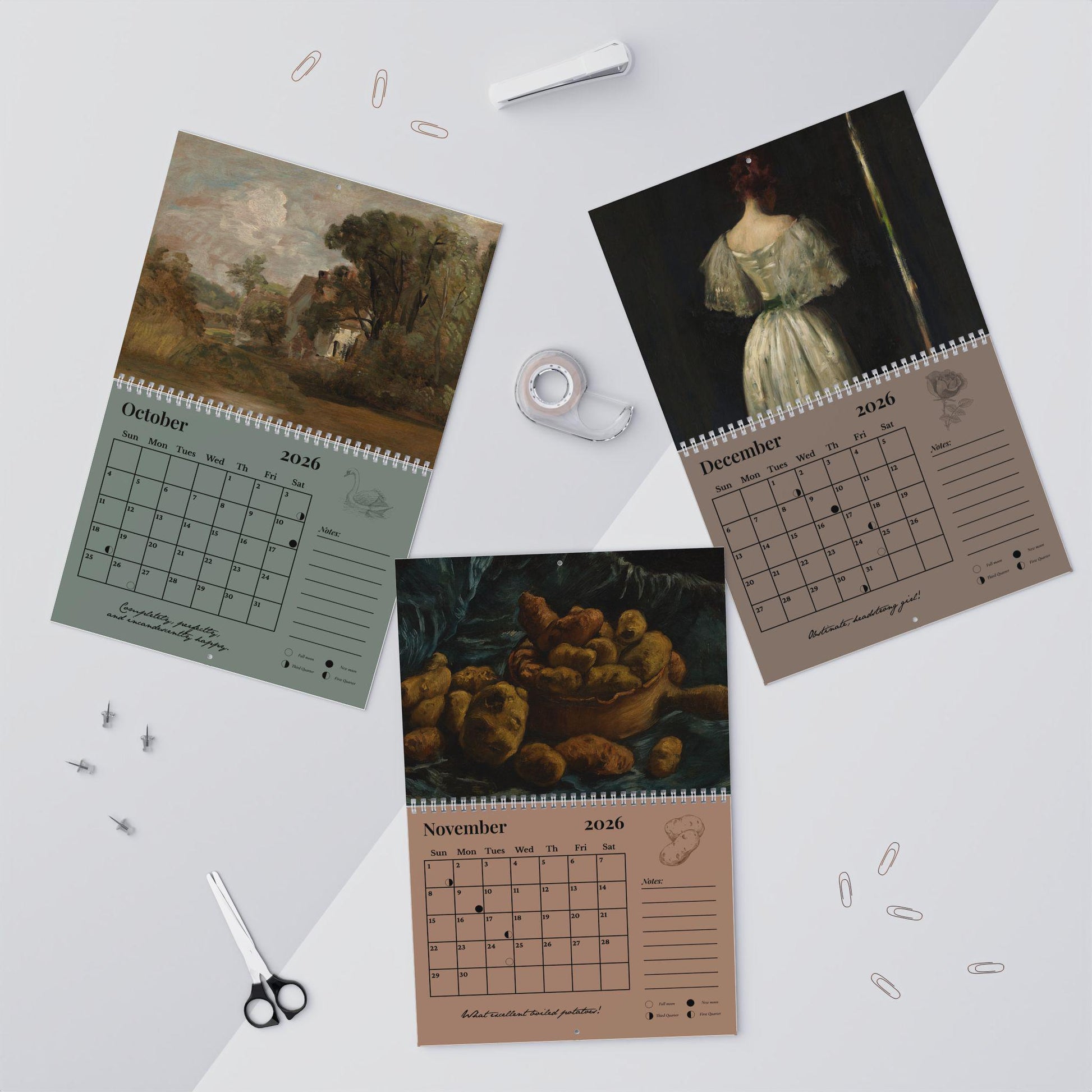Pride & Prejudice 2026 Wall Calendar Book Lover Gift Home Office Decor Jane Austen Quote Bookish Merch Mr Darcy Pemberley Fond of Walking