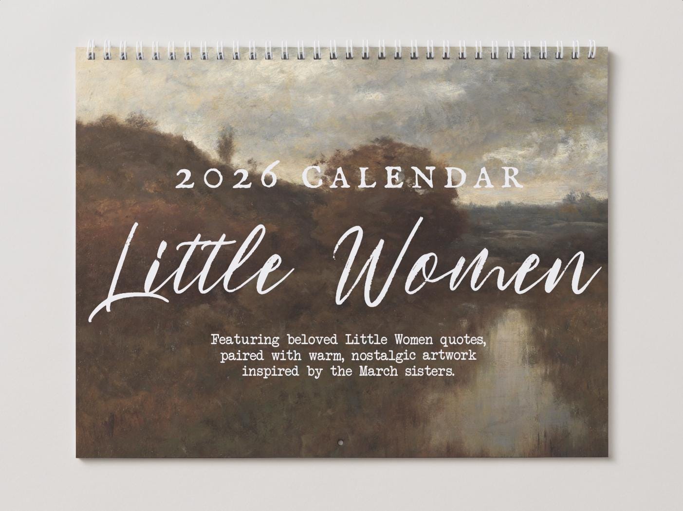 Little Women 2026 Wall Calendar * Vintage Cottagecore Literary Book Lover Gift Home Office Decor March Sisters It's no use Jo Meg Beth Amy