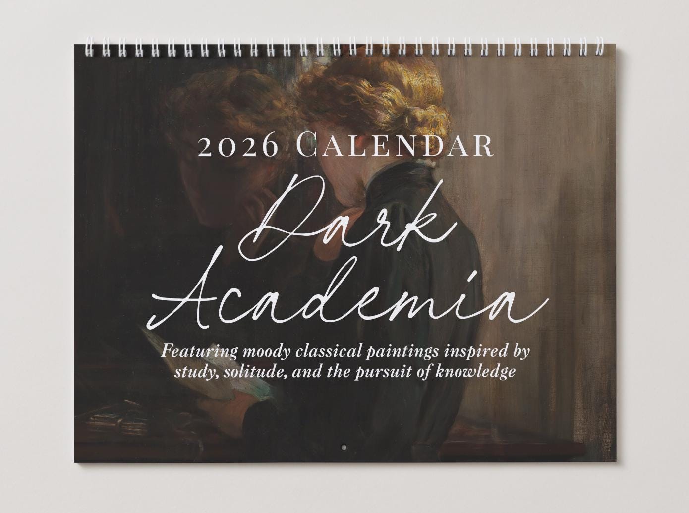 Dark Academia 2026 Wall Calendar * Home Office Decor Student Planner * Gothic Moody Vintage Paintings Aesthetic Book Lover Secret Santa Gift