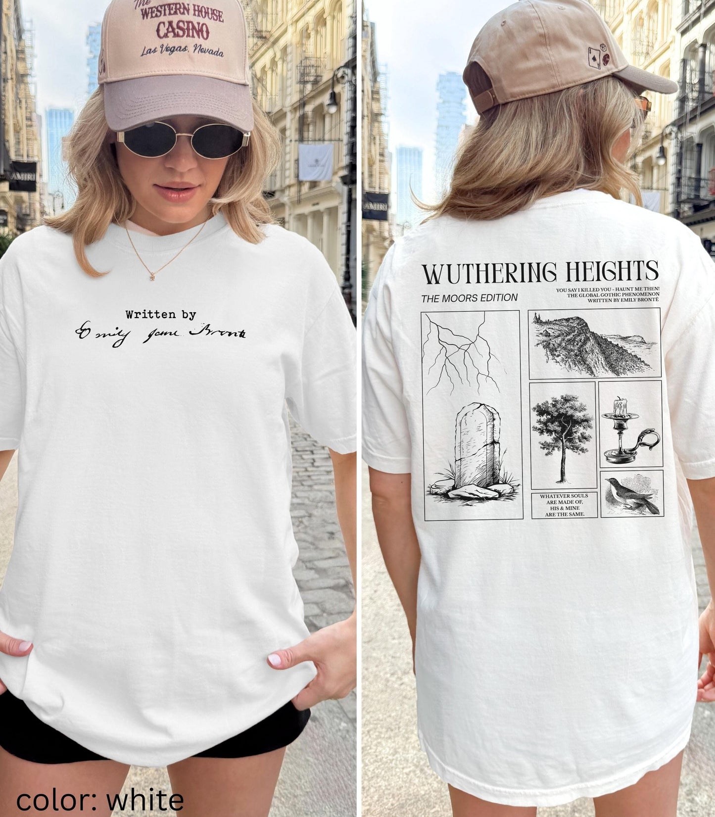 Wuthering Heights Written by Emily Bronte Signature Comfort Colors Tee Words on Back Cathy Heathcliff Movie Lover Valentine 2026 Bookish