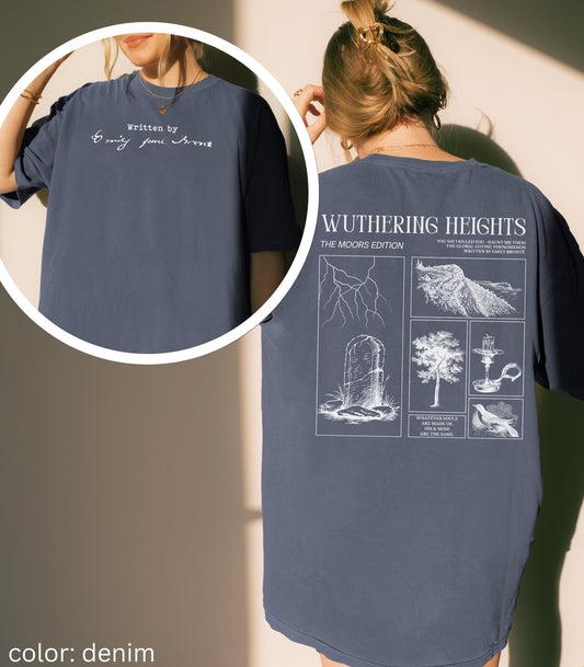 Wuthering Heights Written by Emily Bronte Signature Comfort Colors Tee Words on Back Cathy Heathcliff Movie Lover Valentine 2026 Bookish