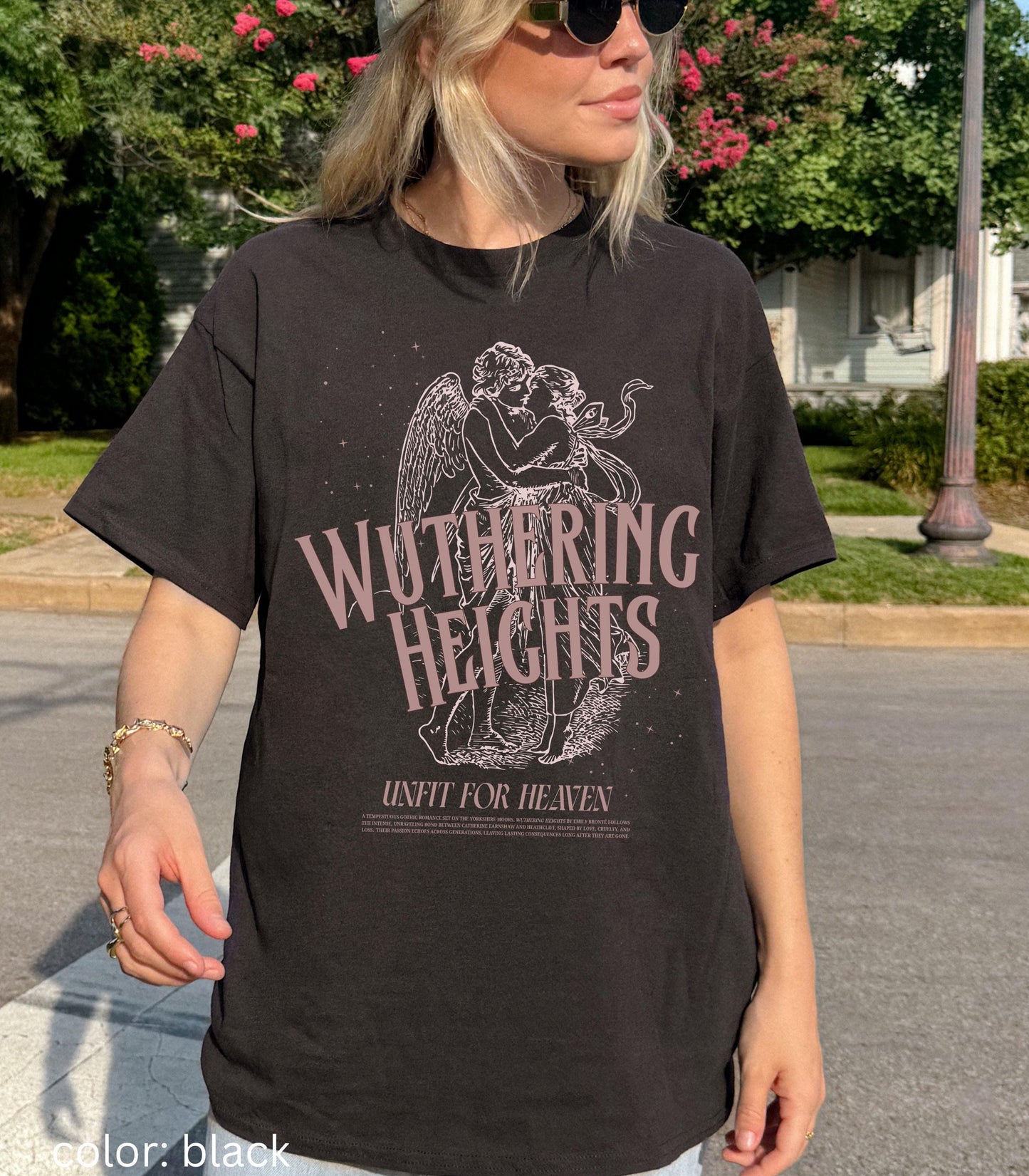 Wuthering Heights Emily Bronte Unfit For Heaven Angel Comfort Colors Tee Coquette Cathy Heathcliff Movie Lover Valentine 2026 Bookish Gift