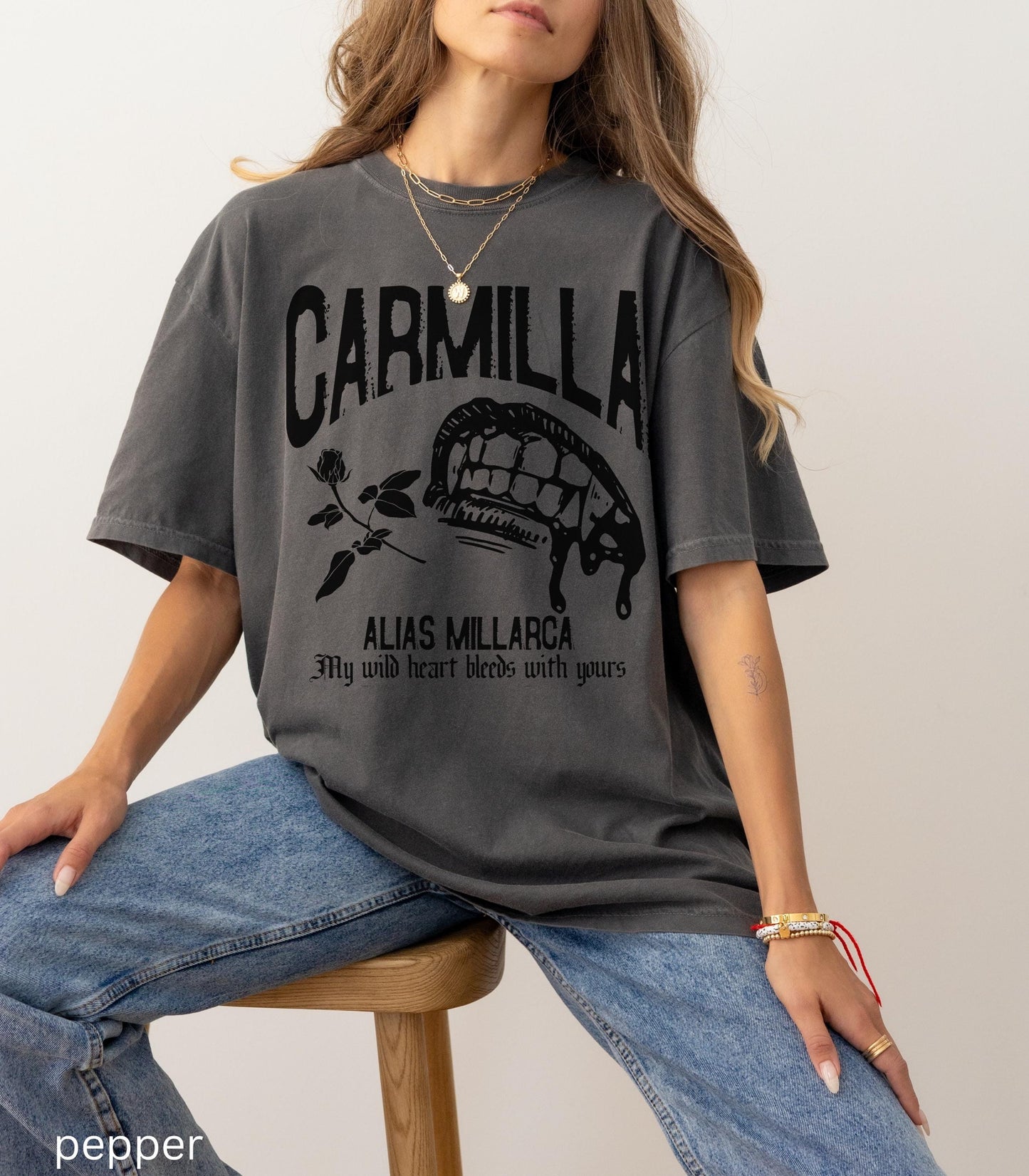 Carmilla Vampire Comfort Colors Tee Monster Lover Retro Cult Classic Horror Movie Dark Gothic Sapphic Romance Subtle Bookish Merch Valentine