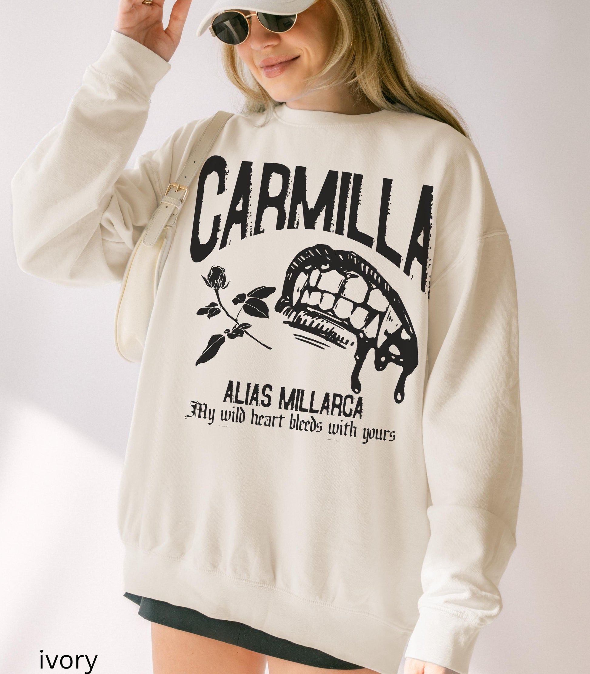Carmilla vampire Comfort Colors Sweatshirt Monster Lover Classic Horror Movie Dark Gothic Sapphic Romance Subtle Bookish Merch Valentine