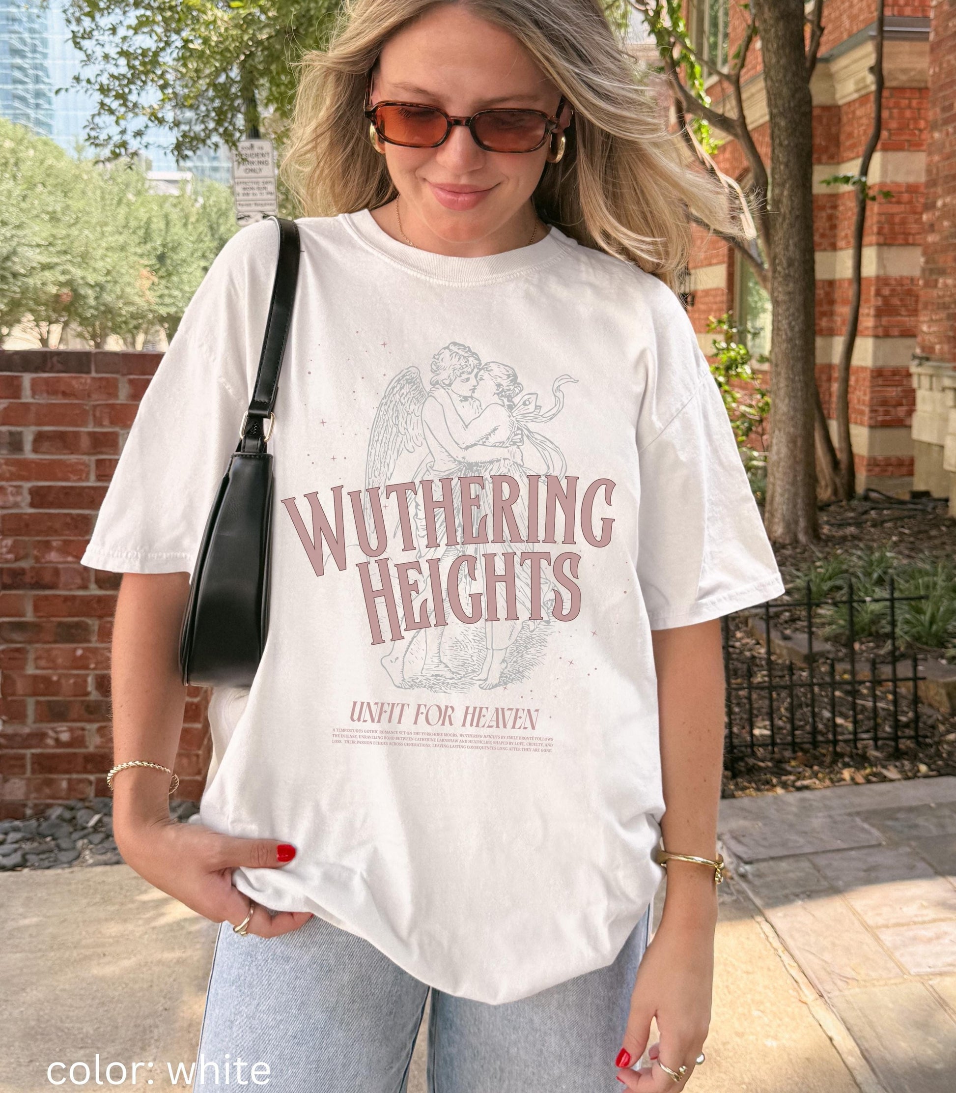 Wuthering Heights Emily Bronte Unfit For Heaven Angel Comfort Colors Tee Coquette Cathy Heathcliff Movie Lover Valentine 2026 Bookish Gift