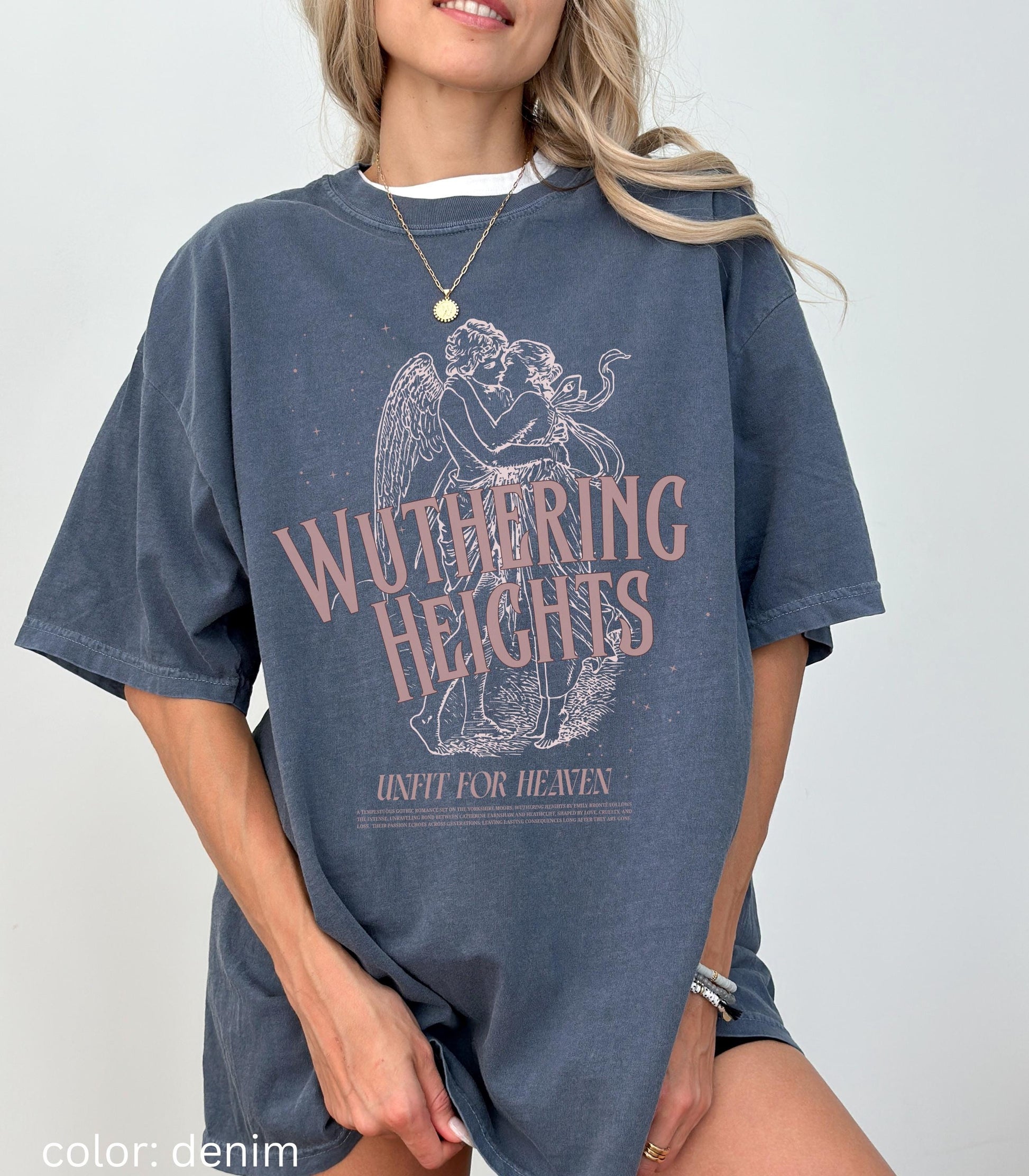 Wuthering Heights Emily Bronte Unfit For Heaven Angel Comfort Colors Tee Coquette Cathy Heathcliff Movie Lover Valentine 2026 Bookish Gift