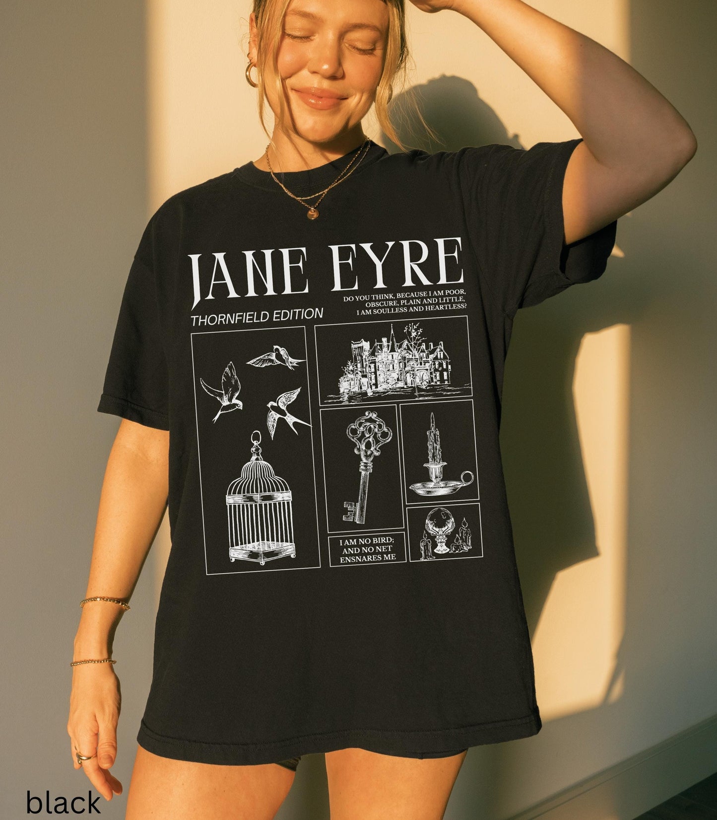 Jane Eyre Charlotte Bronte I am no bird Comfort Colors Tee Dark Gothic Romance Bookish Book Lover Reader Gift English Teacher Librarian Idea