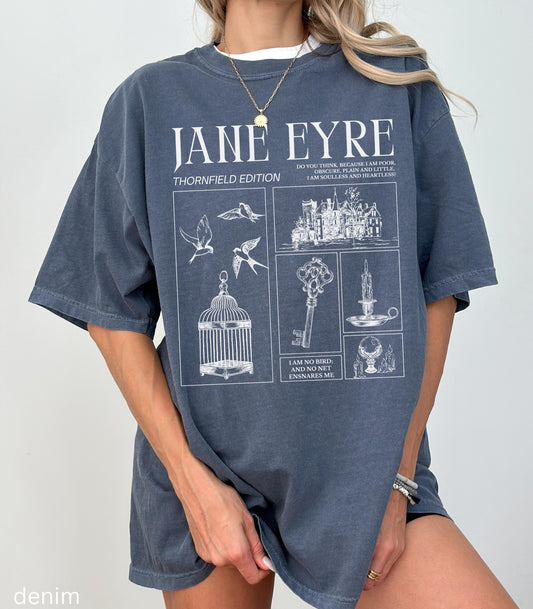Jane Eyre Charlotte Bronte I am no bird Comfort Colors Tee Dark Gothic Romance Bookish Book Lover Reader Gift English Teacher Librarian Idea