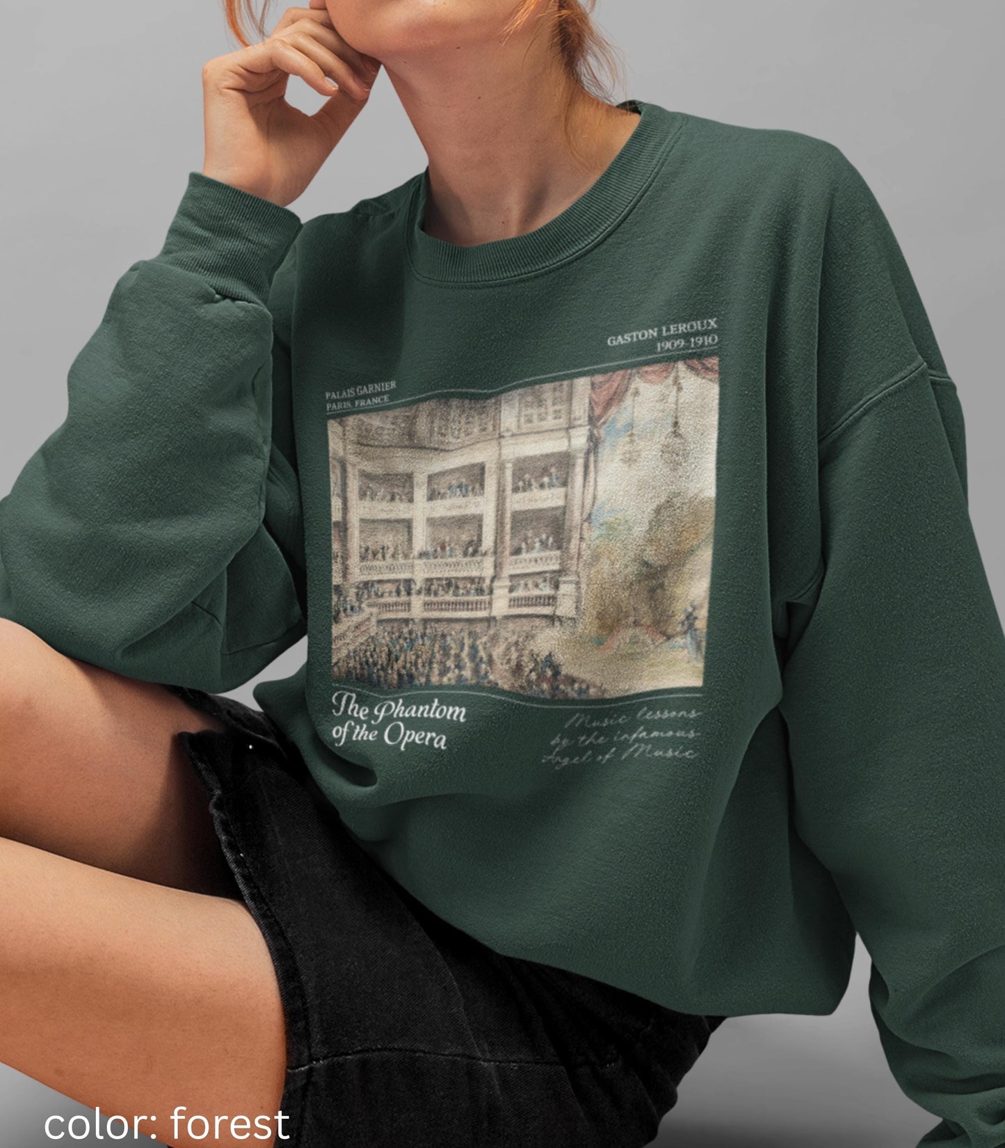 Phantom of the Opera Sweatshirt * Dark Gothic Romance Classic Literature Horror Fan Theater Drama Lover Morally Grey Villain Gaston Leroux