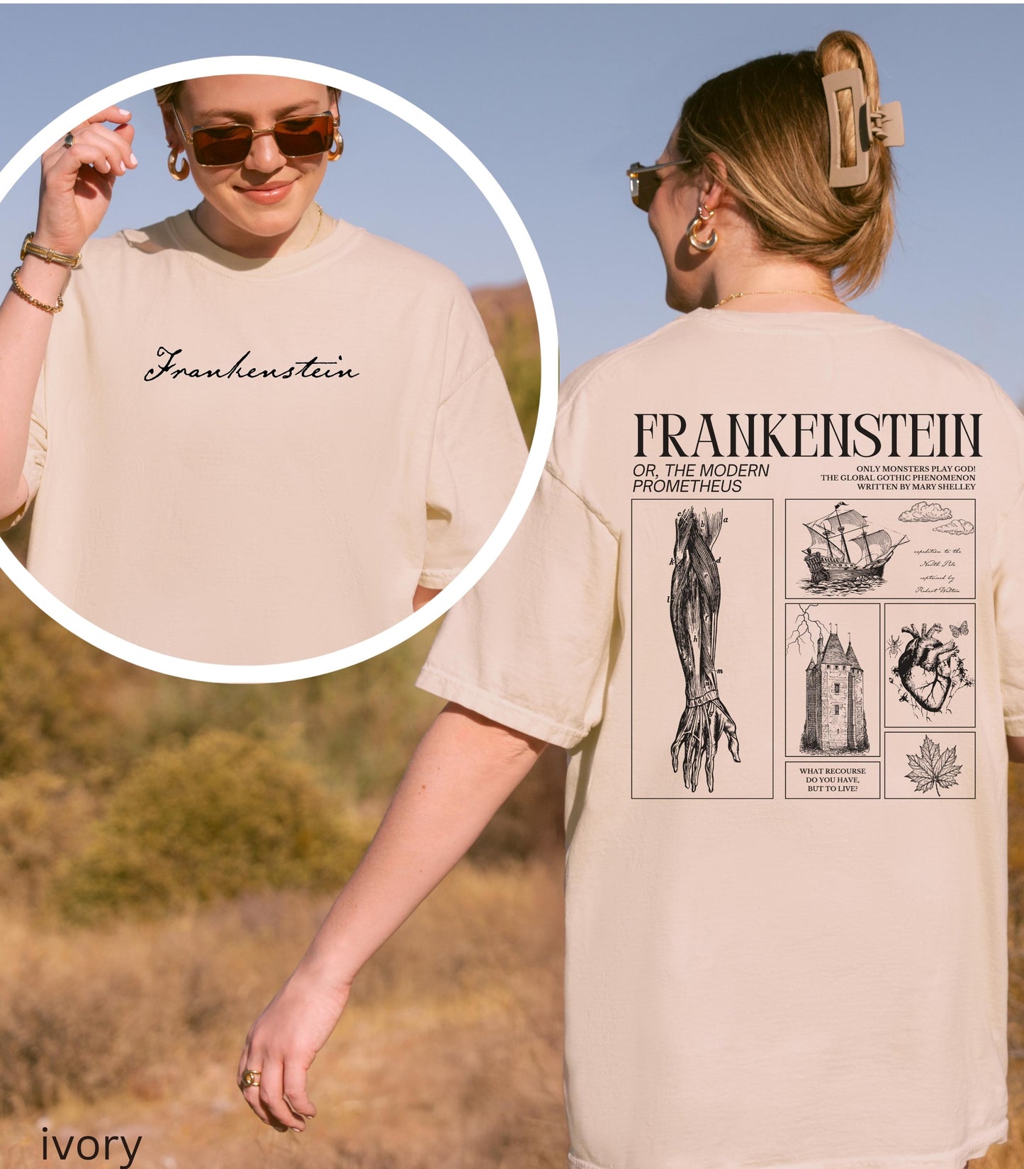 Frankenstein Comfort Colors Tee Insects Maple Leaf Horror Gothic Monster Movie Lover Bookish Merch Halloween Dark Academia Mary Shelley 2025