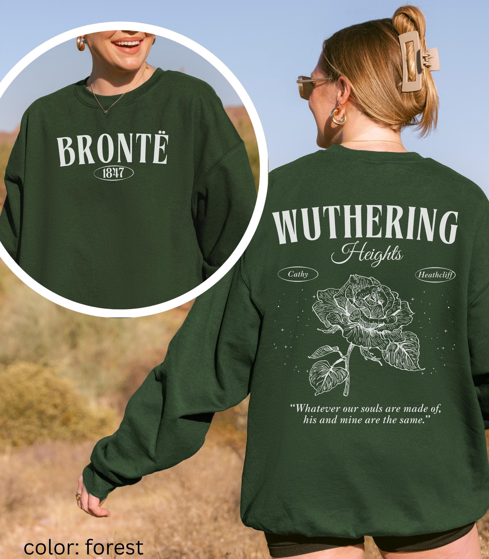 Wuthering Heights Emily Bronte Sweatshirt Retro Classic Gothic Dark Romance Movie Gift Bookish Academia Classic Literature Valentine Gift
