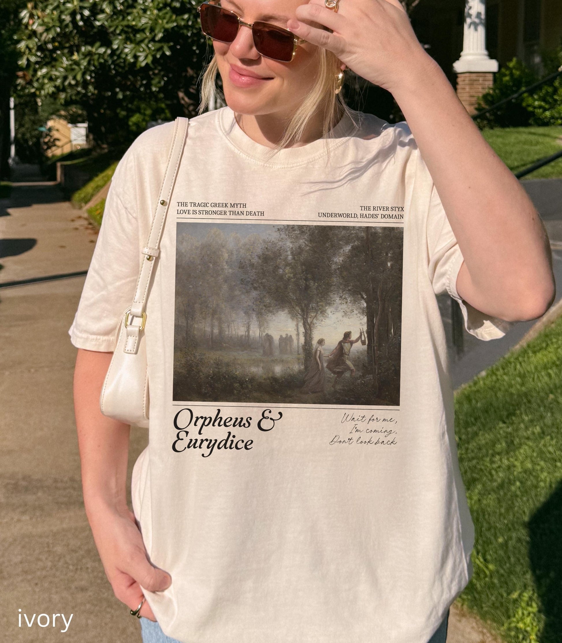 Orpheus and Eurydice Comfort Colors Tee Subtle Greek Mythology Hades Persephone Dark Academia Underworld Styx Hell Back Musical Theatre Kid