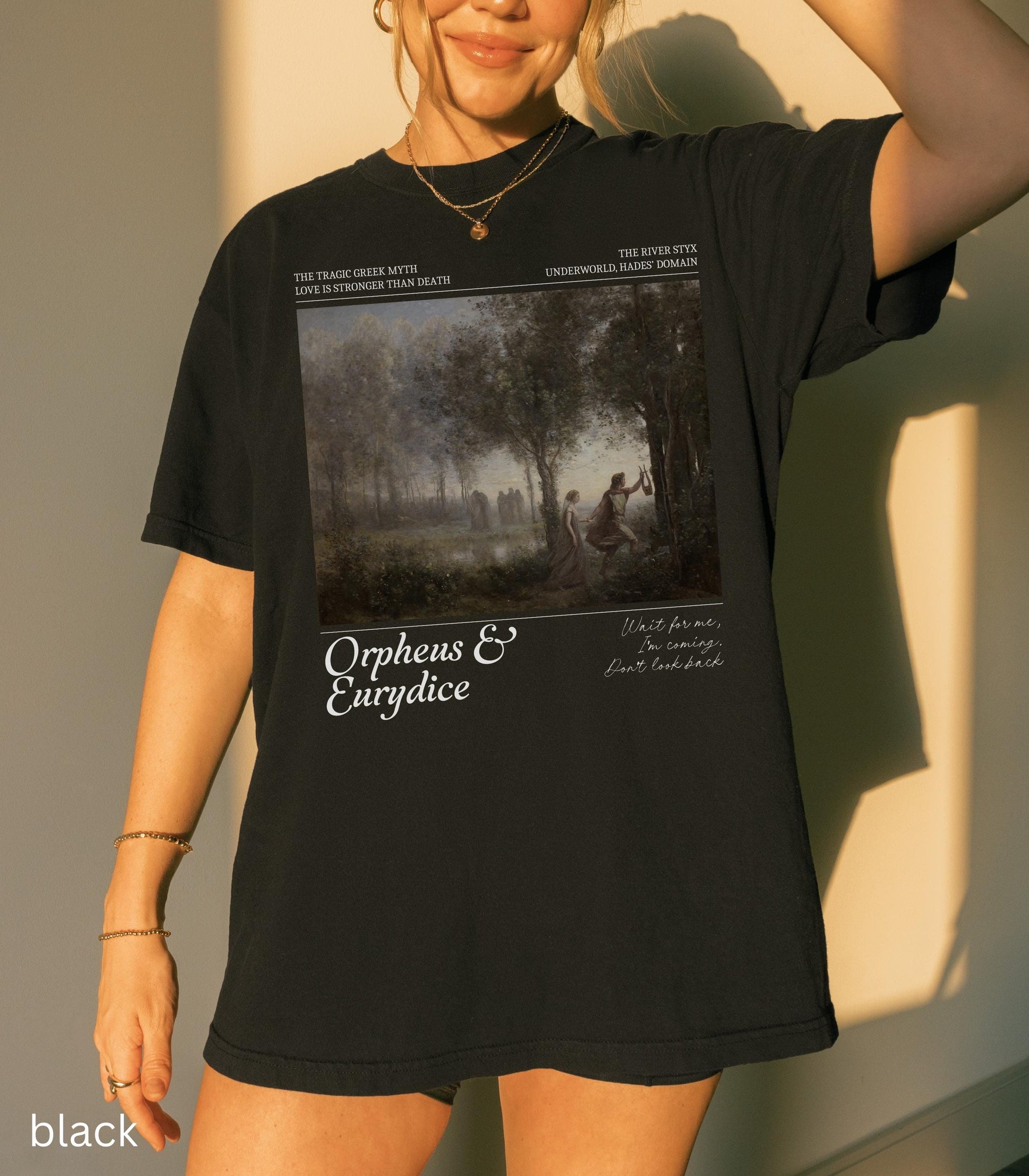 Orpheus and Eurydice Comfort Colors Tee Subtle Greek Mythology Hades Persephone Dark Academia Underworld Styx Hell Back Musical Theatre Kid