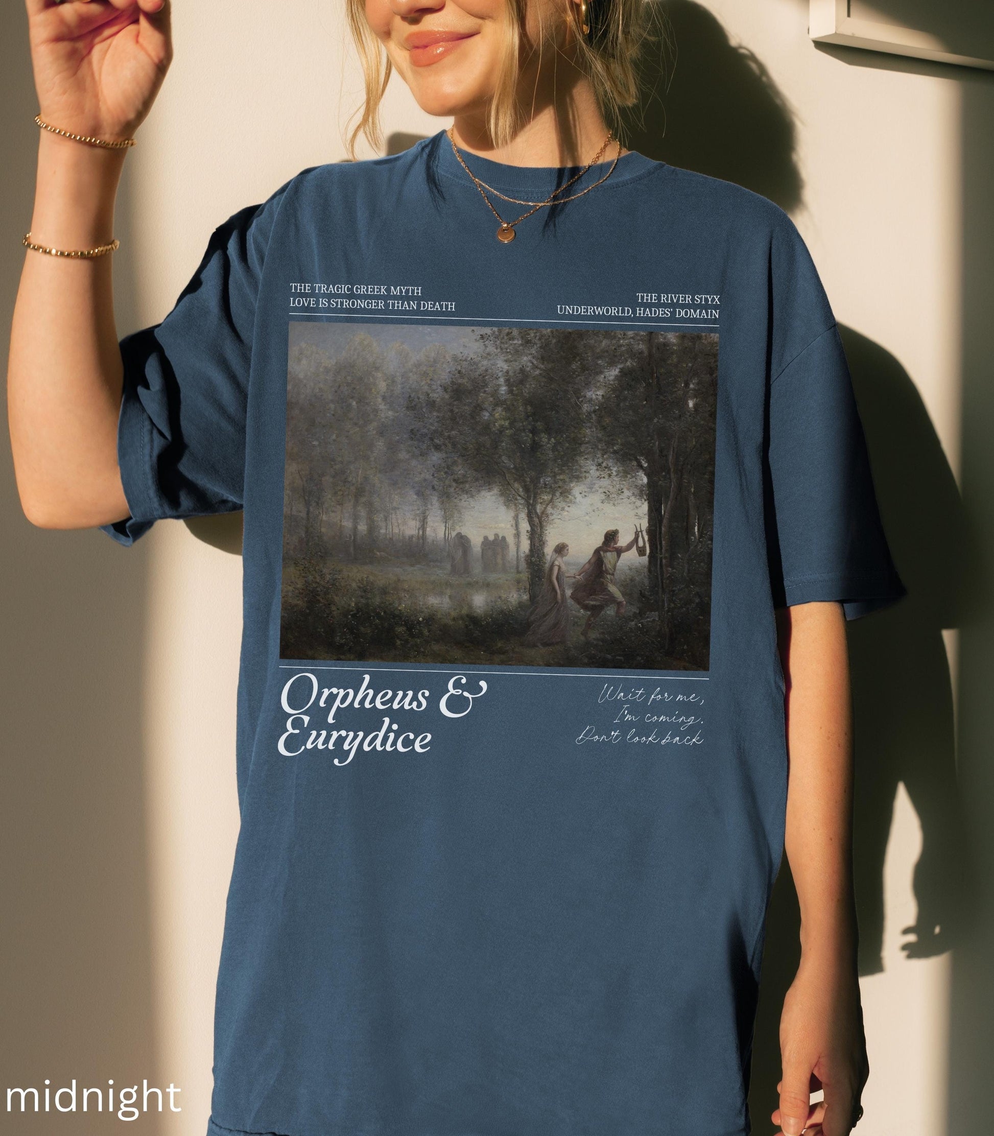 Orpheus and Eurydice Comfort Colors Tee Subtle Greek Mythology Hades Persephone Dark Academia Underworld Styx Hell Back Musical Theatre Kid