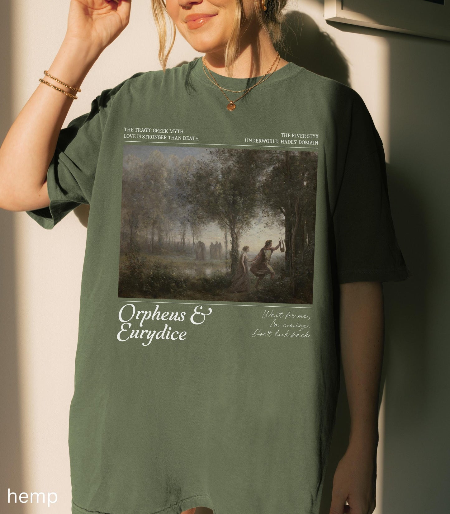 Orpheus and Eurydice Comfort Colors Tee Subtle Greek Mythology Hades Persephone Dark Academia Underworld Styx Hell Back Musical Theatre Kid