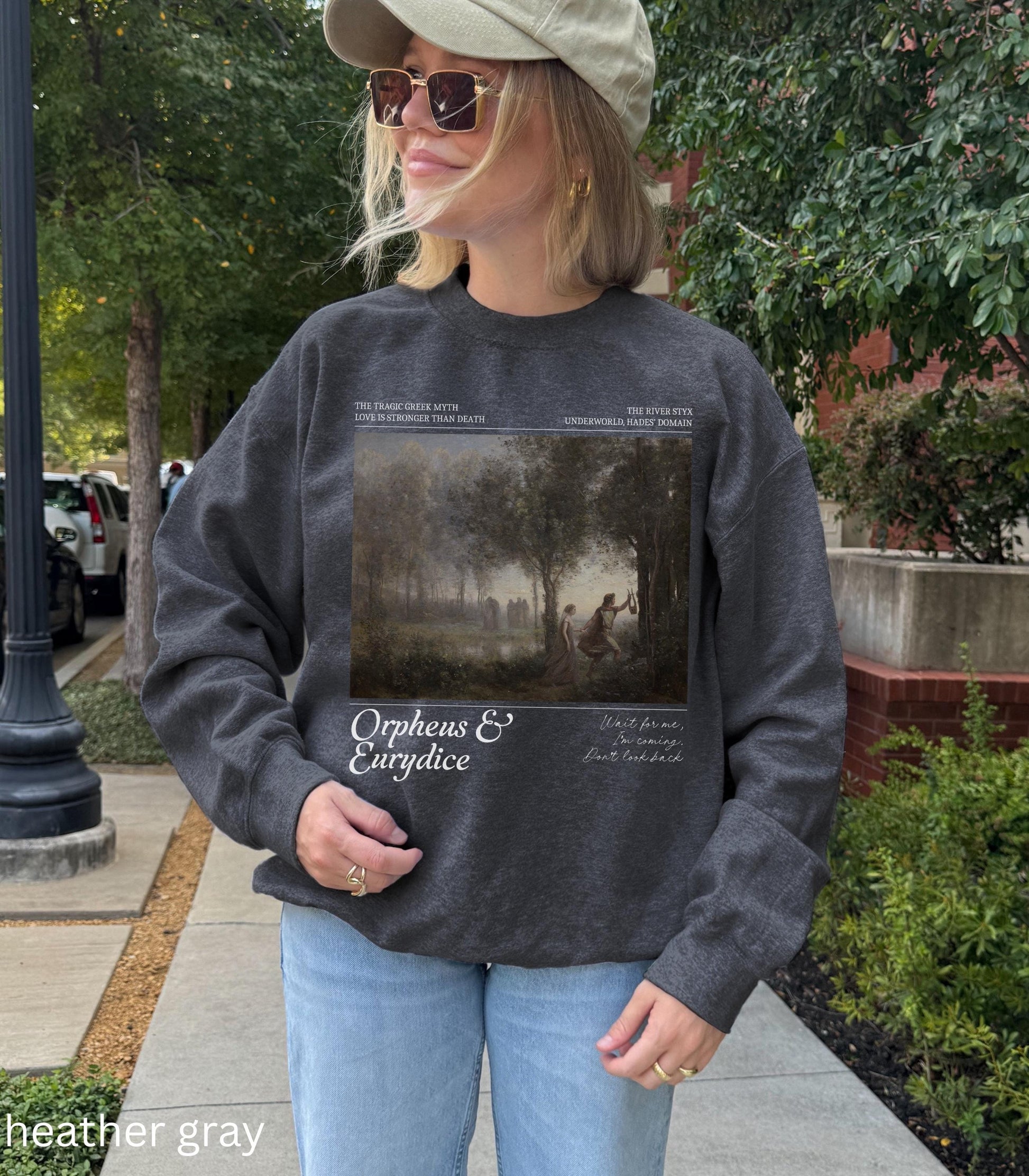 Orpheus and Eurydice Sweatshirt Subtle Greek Mythology Hades Persephone Dark Academia Underworld Styx Hell Back Musical Theatre Kid Merch